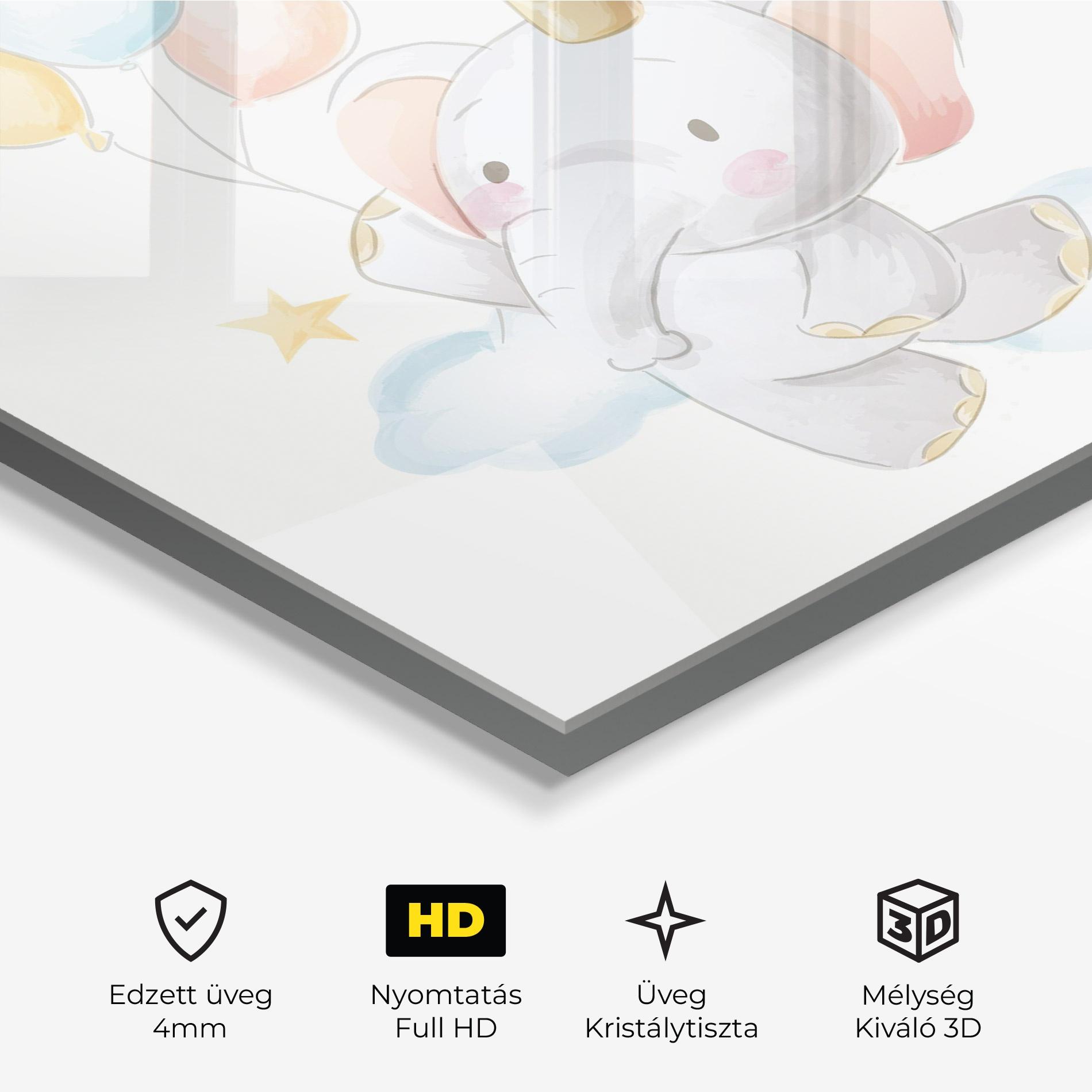 Üvegkép Elephant Flying mockup 3