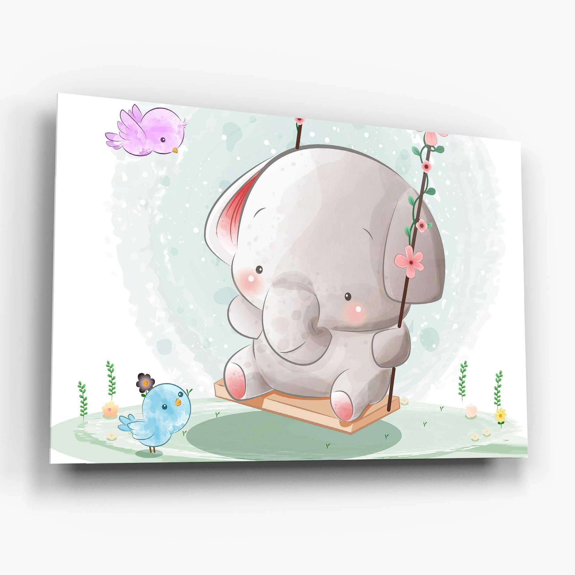 Üvegkép Bird Baby Elephant mockup 6