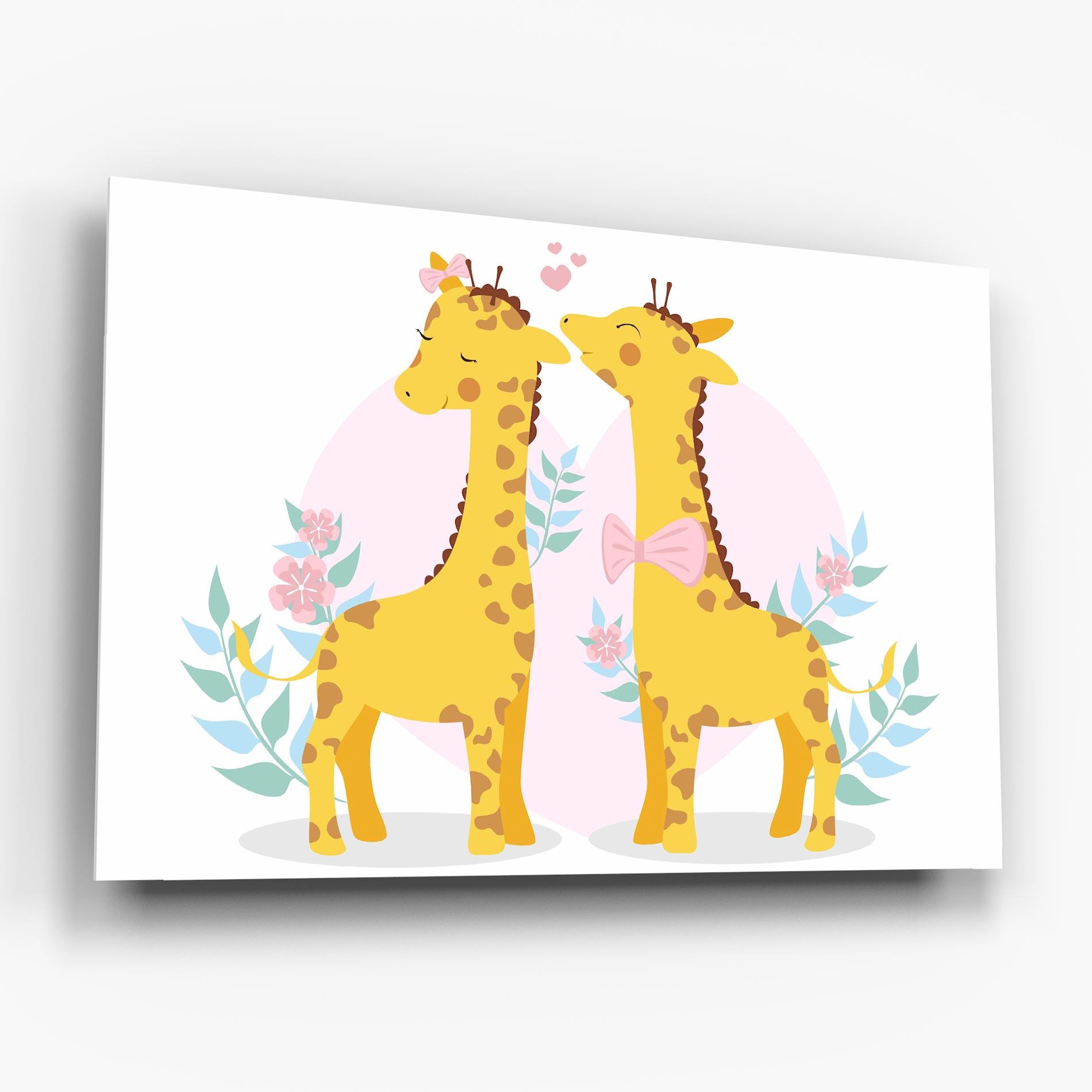 Üvegkép Cute Giraffe Couple mockup 6