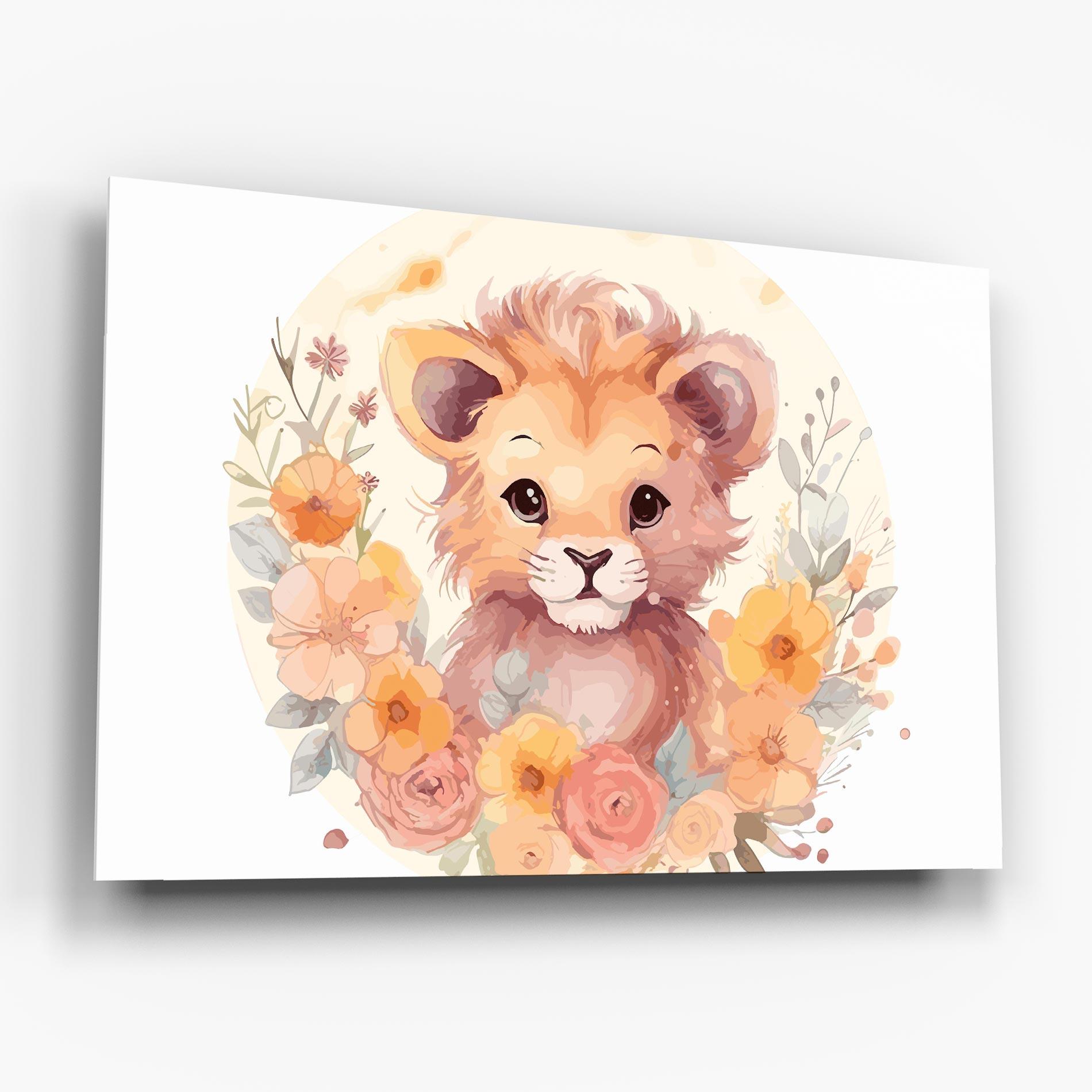 Üvegkép Flower Baby Lion mockup 6