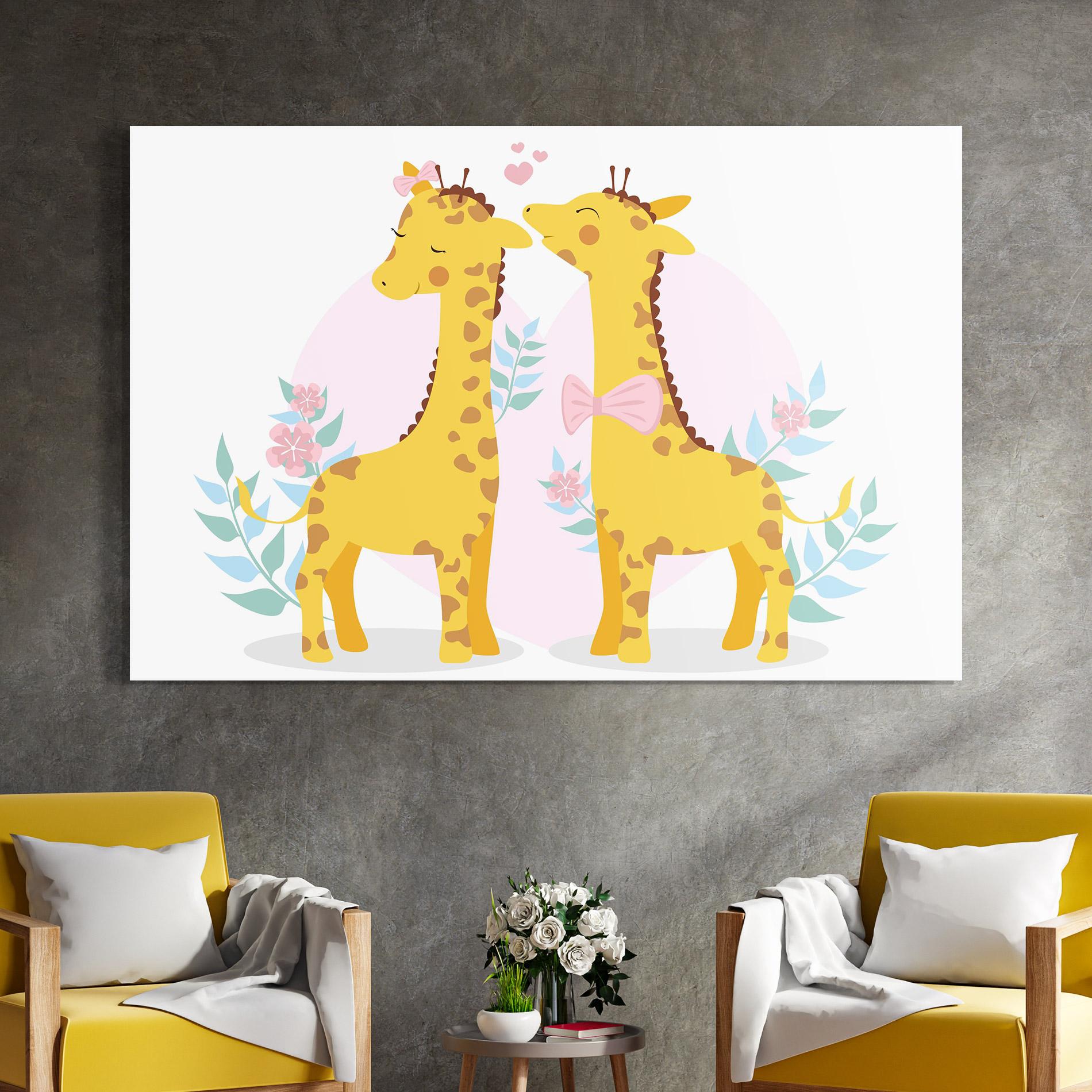 Üvegkép Cute Giraffe Couple mockup 4