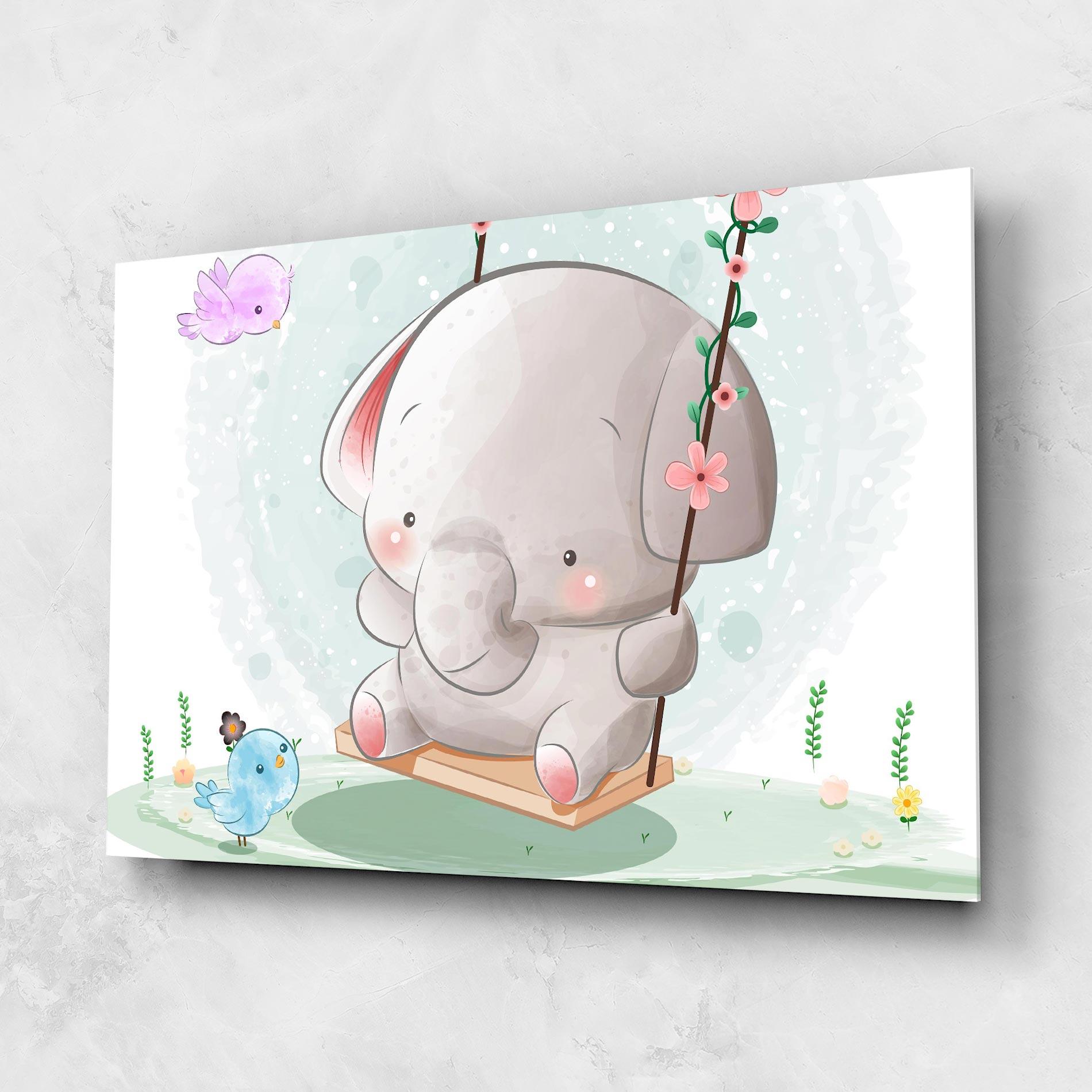 Üvegkép Bird Baby Elephant mockup 1