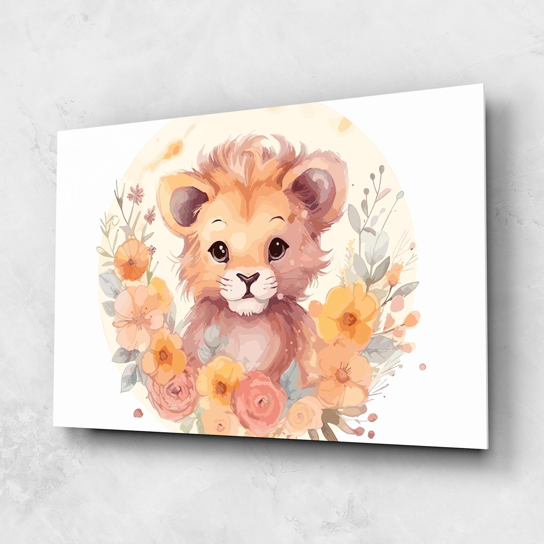 Üvegkép Flower Baby Lion mockup 1