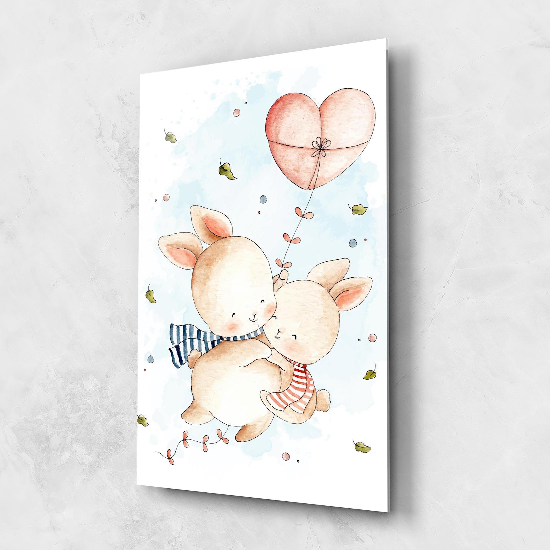 Üvegkép Cute Couple Rabbit mockup 1