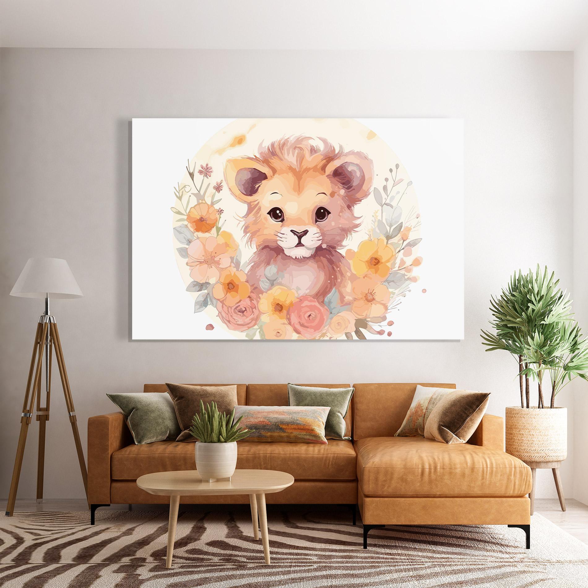 Üvegkép Flower Baby Lion mockup 7