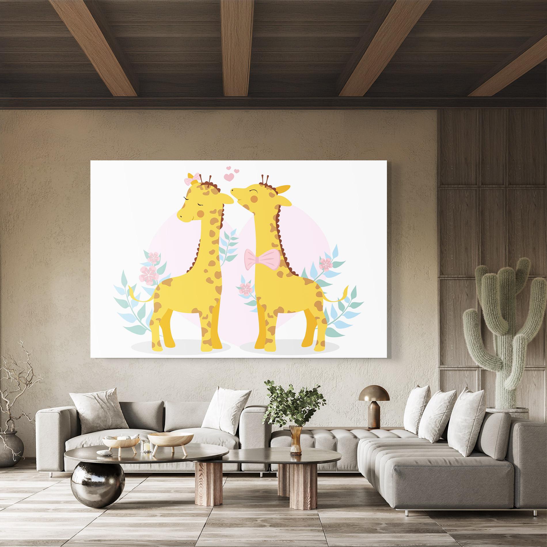 Üvegkép Cute Giraffe Couple mockup 8
