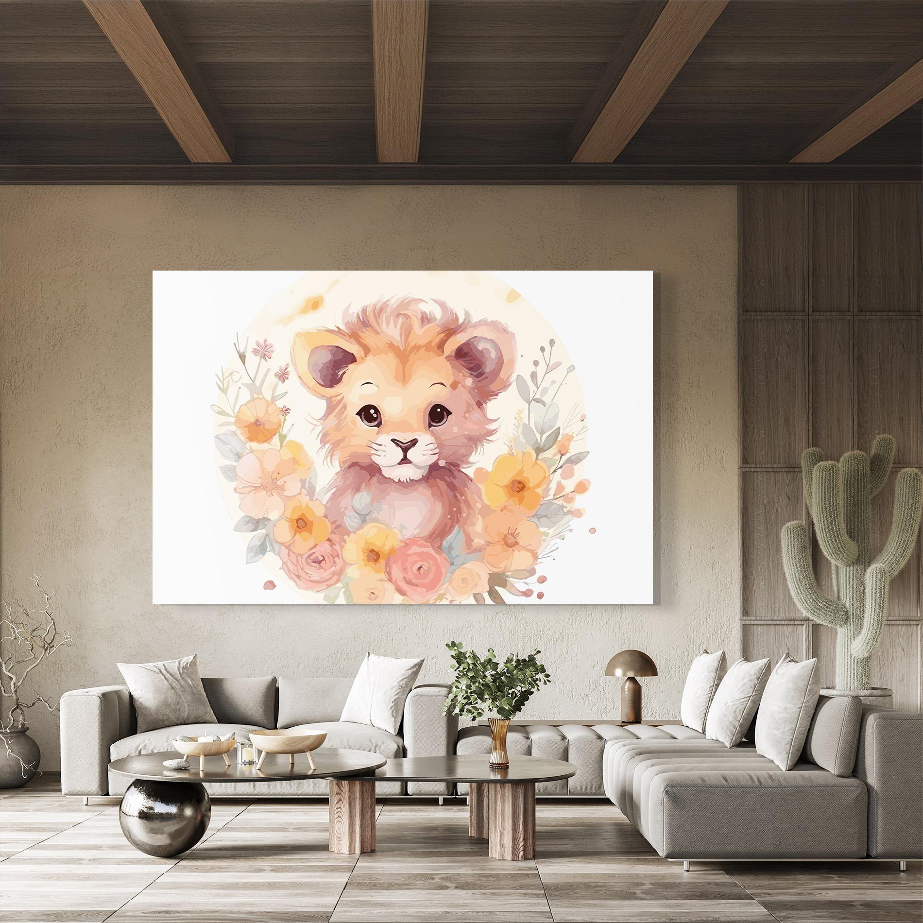 Üvegkép Flower Baby Lion mockup 8