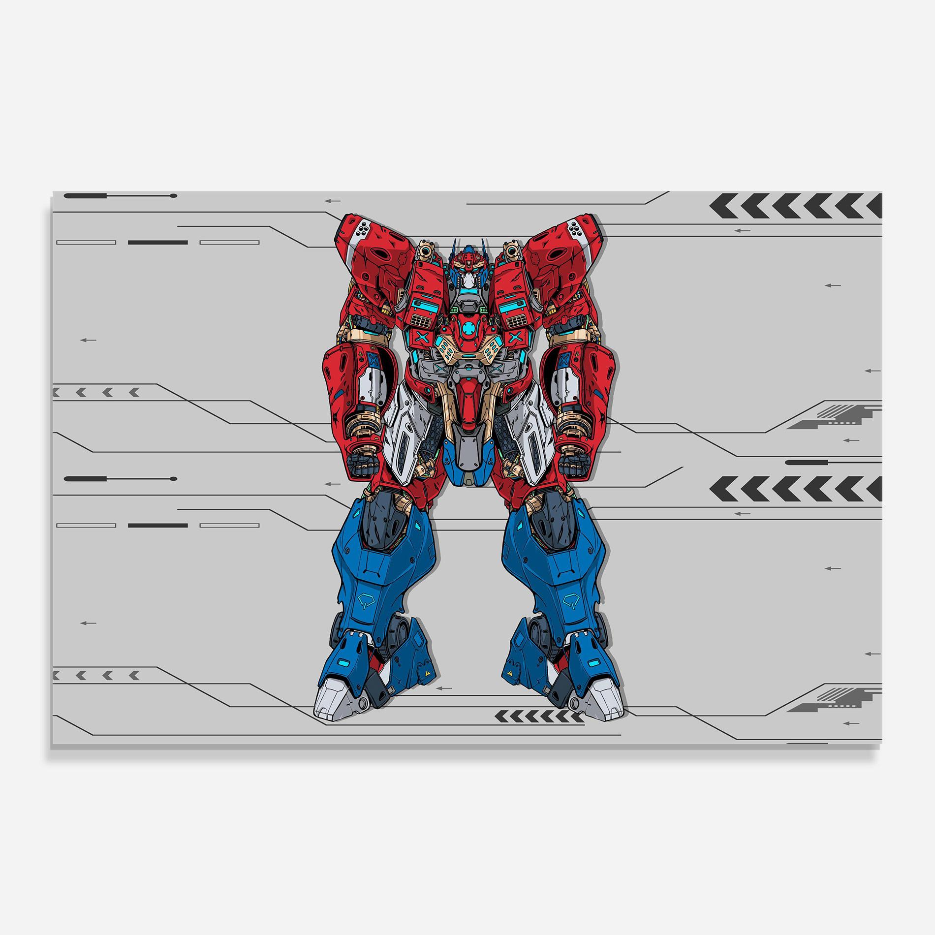 Üvegkép Blue Red Robot mockup 0