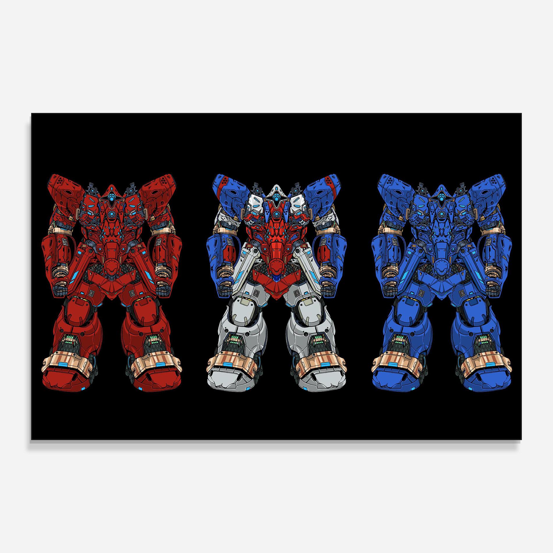 Üvegkép Blue Red Robots mockup 0