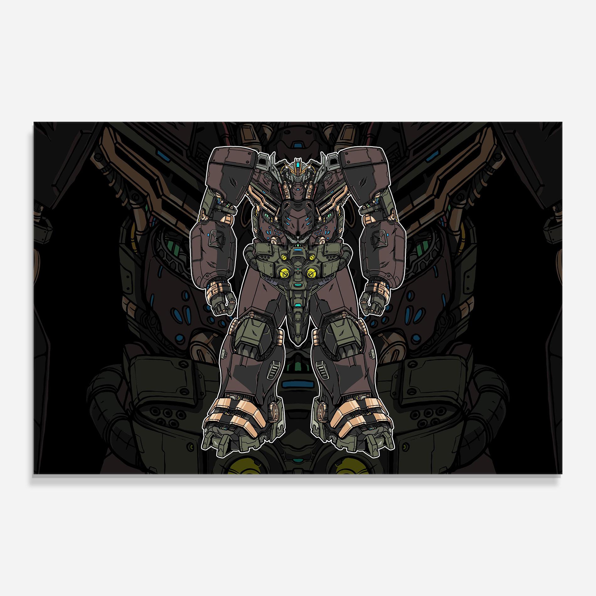 Üvegkép Brown Grey Robot mockup 0
