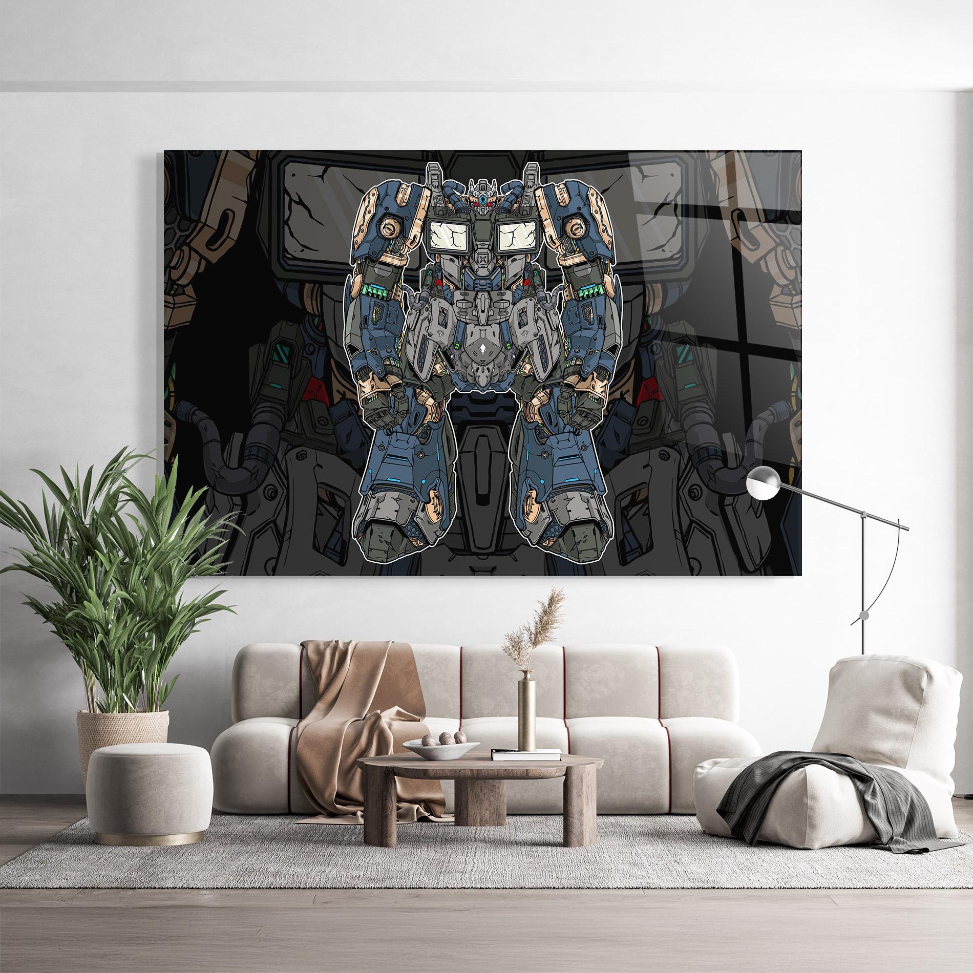 Üvegkép Blue Green Robot mockup 9