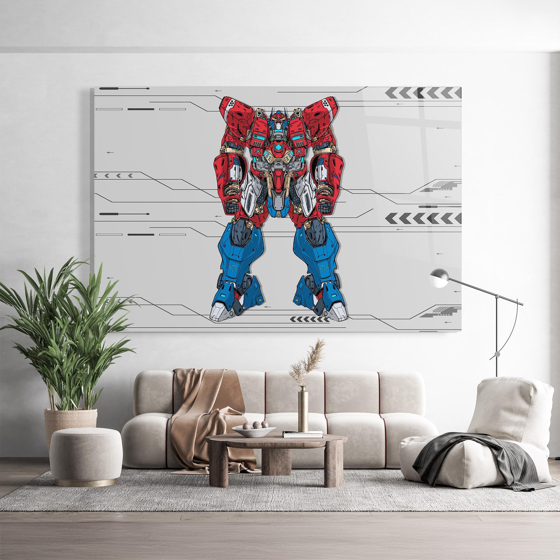Üvegkép Blue Red Robot mockup 9