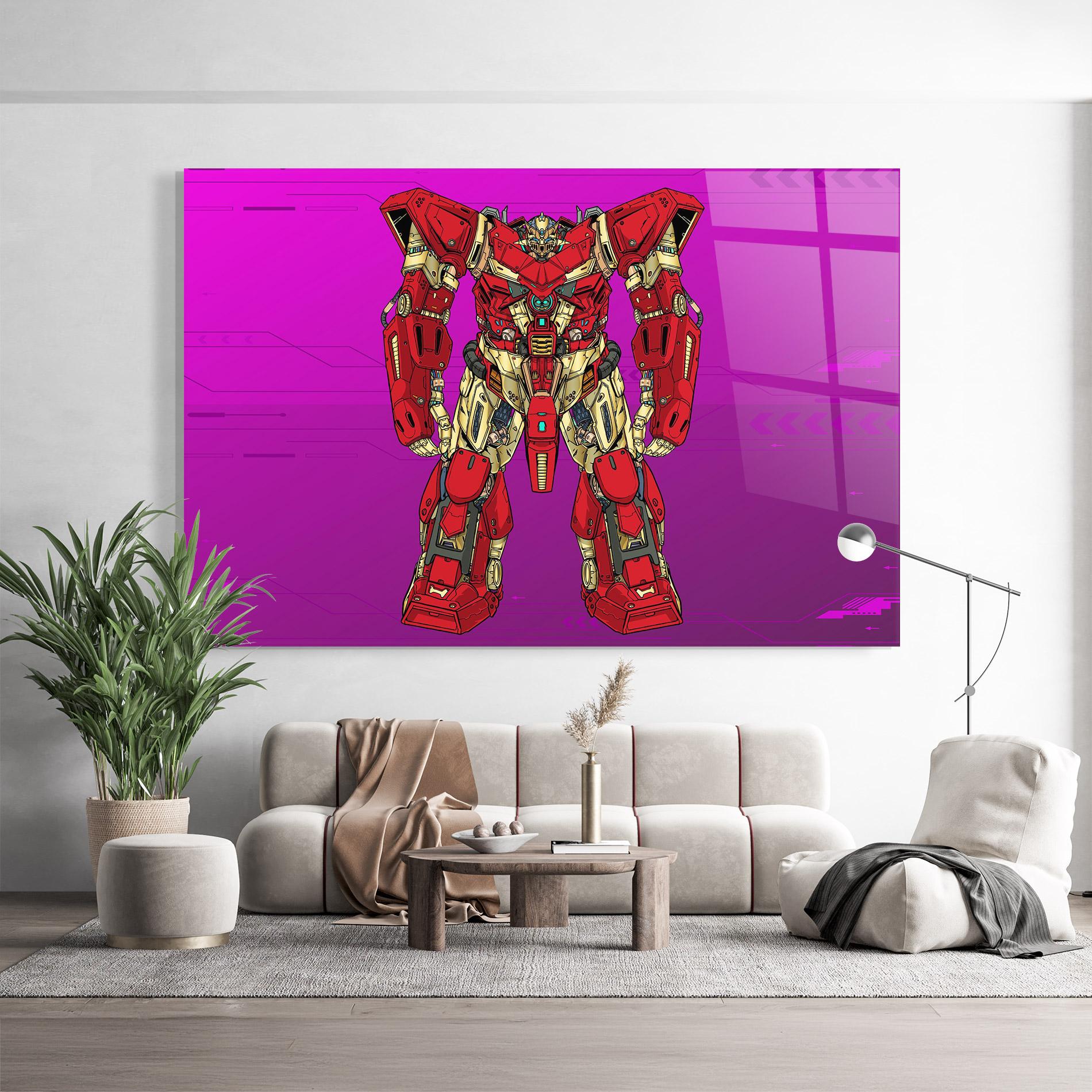 Üvegkép Red Cream Robot mockup 9