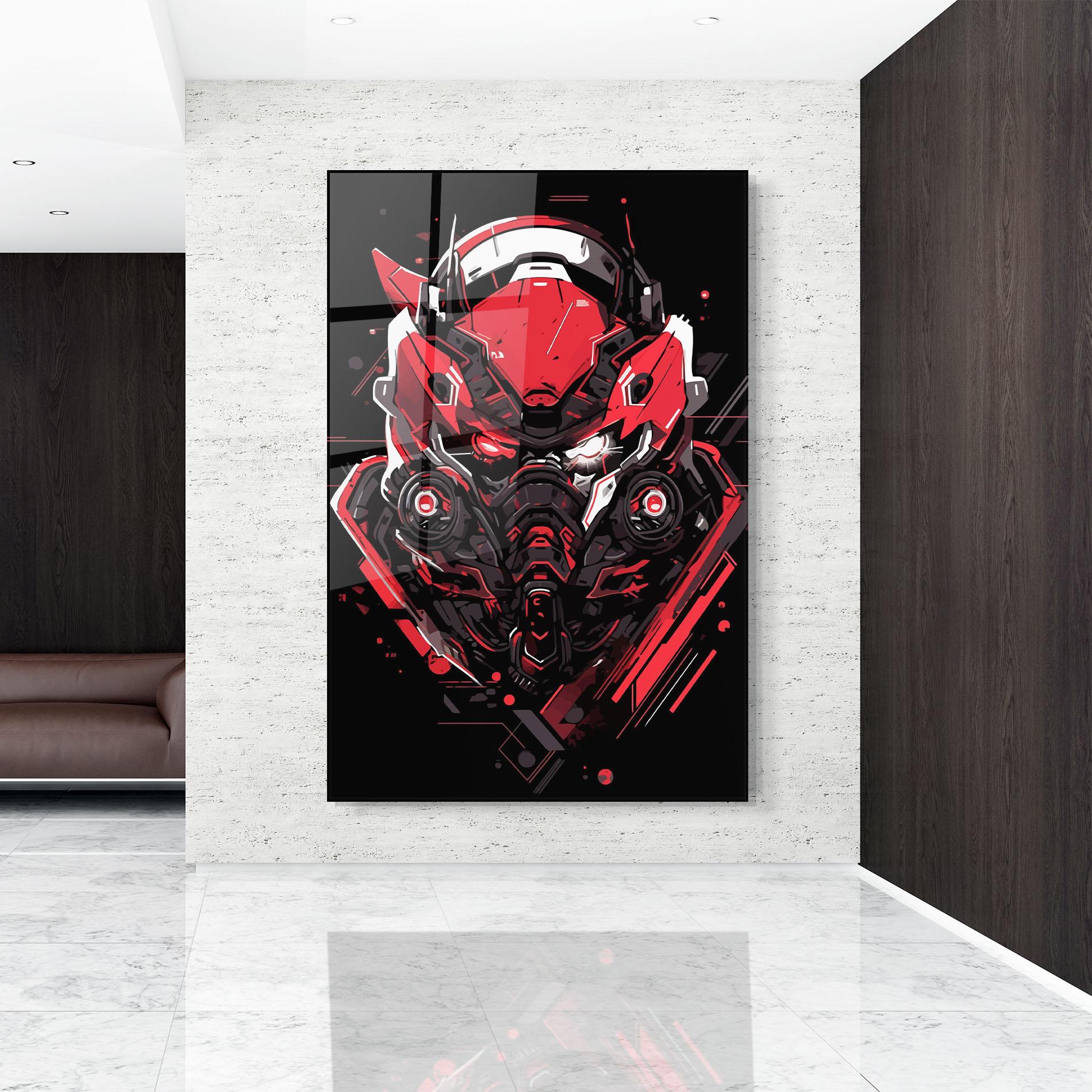 Üvegkép Red Robot Art mockup 9