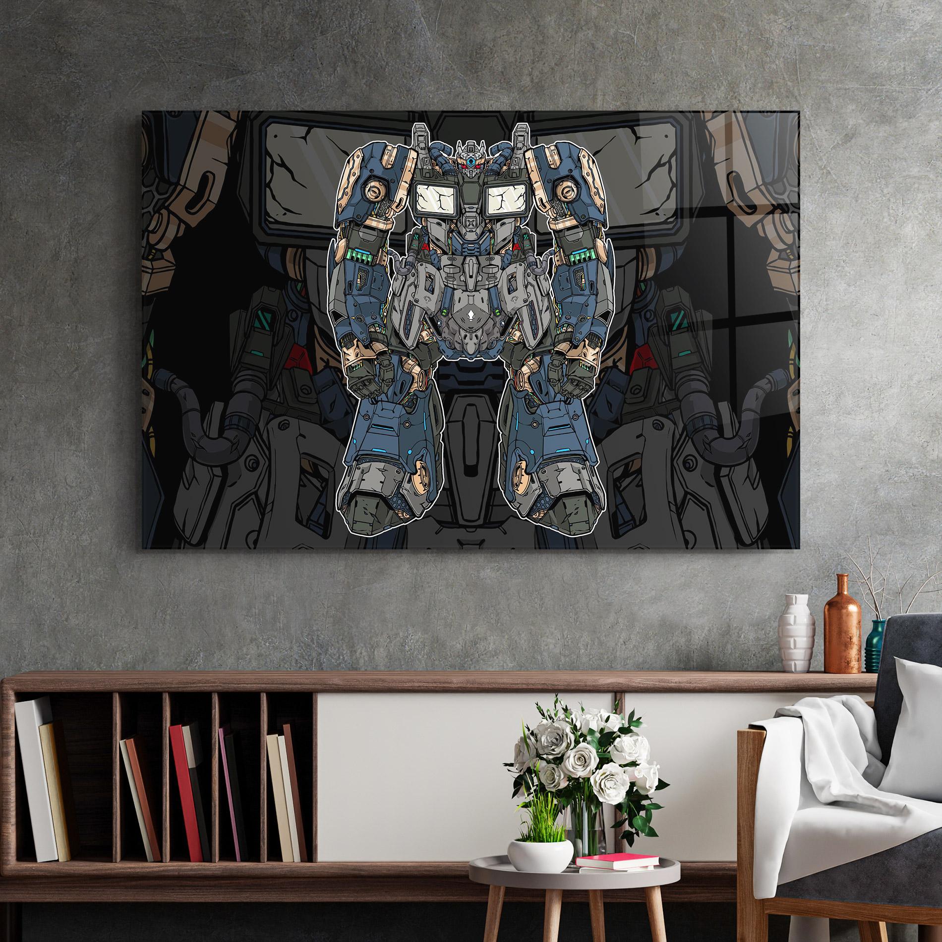 Üvegkép Blue Green Robot mockup 2