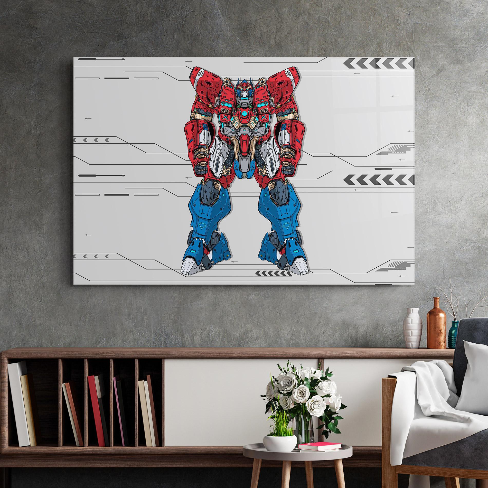 Üvegkép Blue Red Robot mockup 2