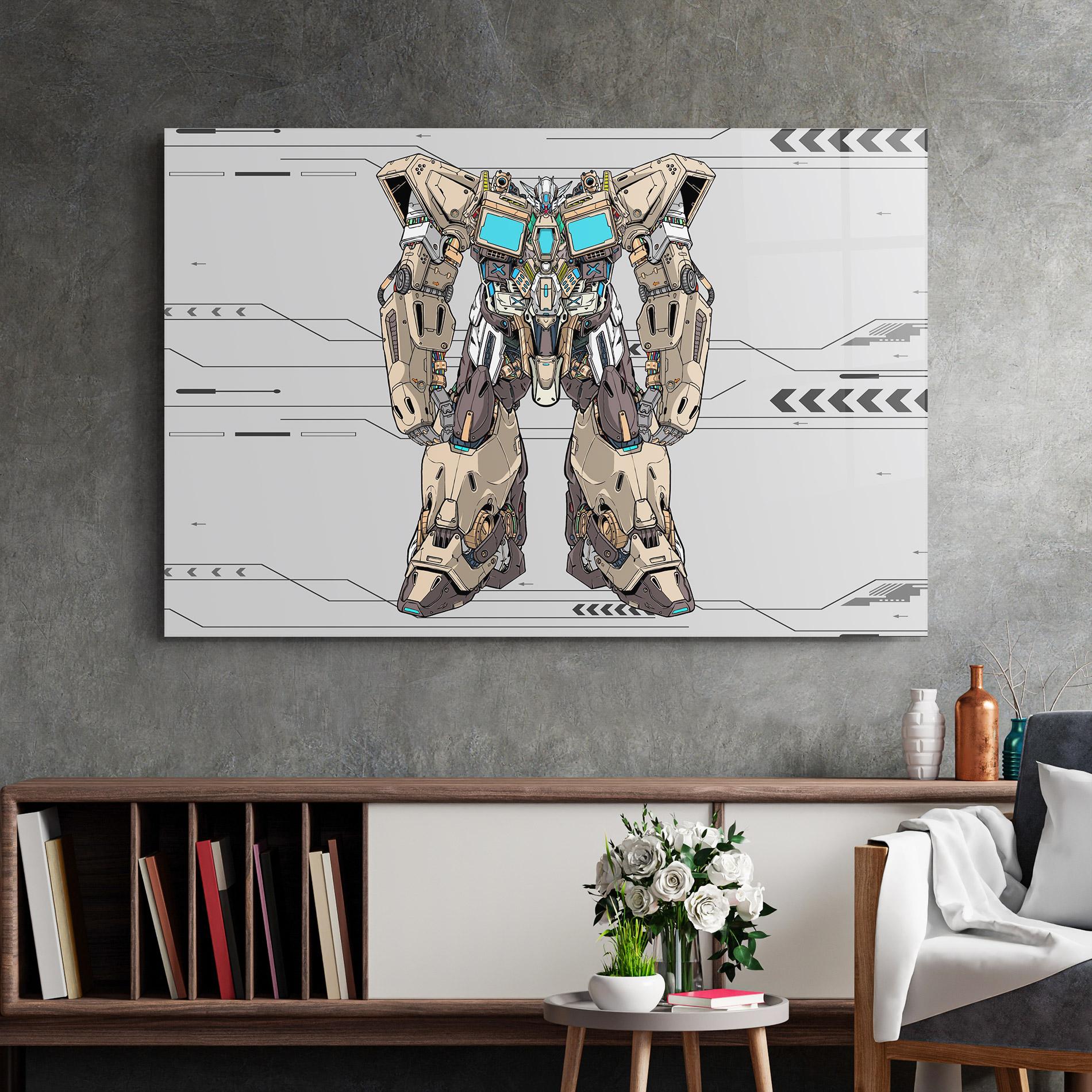 Üvegkép Cream Blue Robot mockup 2