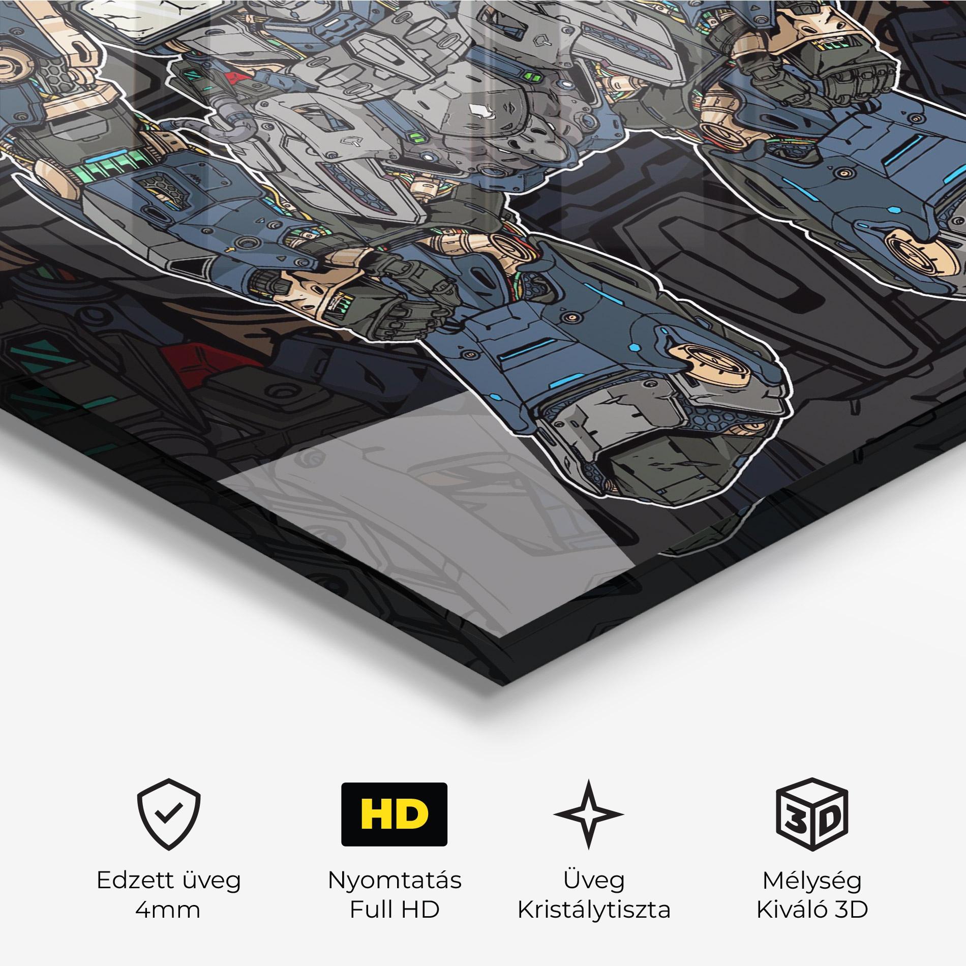 Üvegkép Blue Green Robot mockup 3