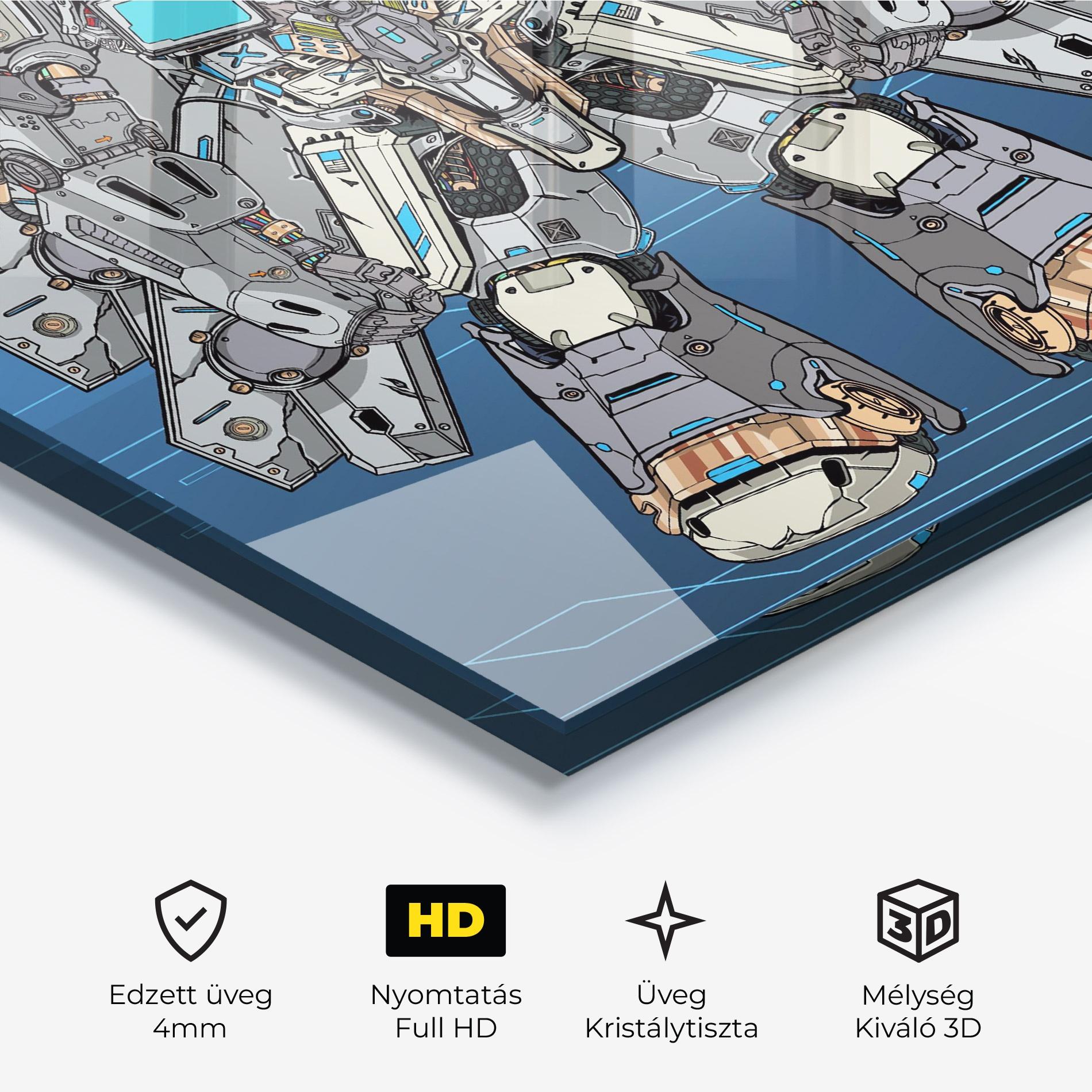 Üvegkép Blue Grey Robot mockup 3