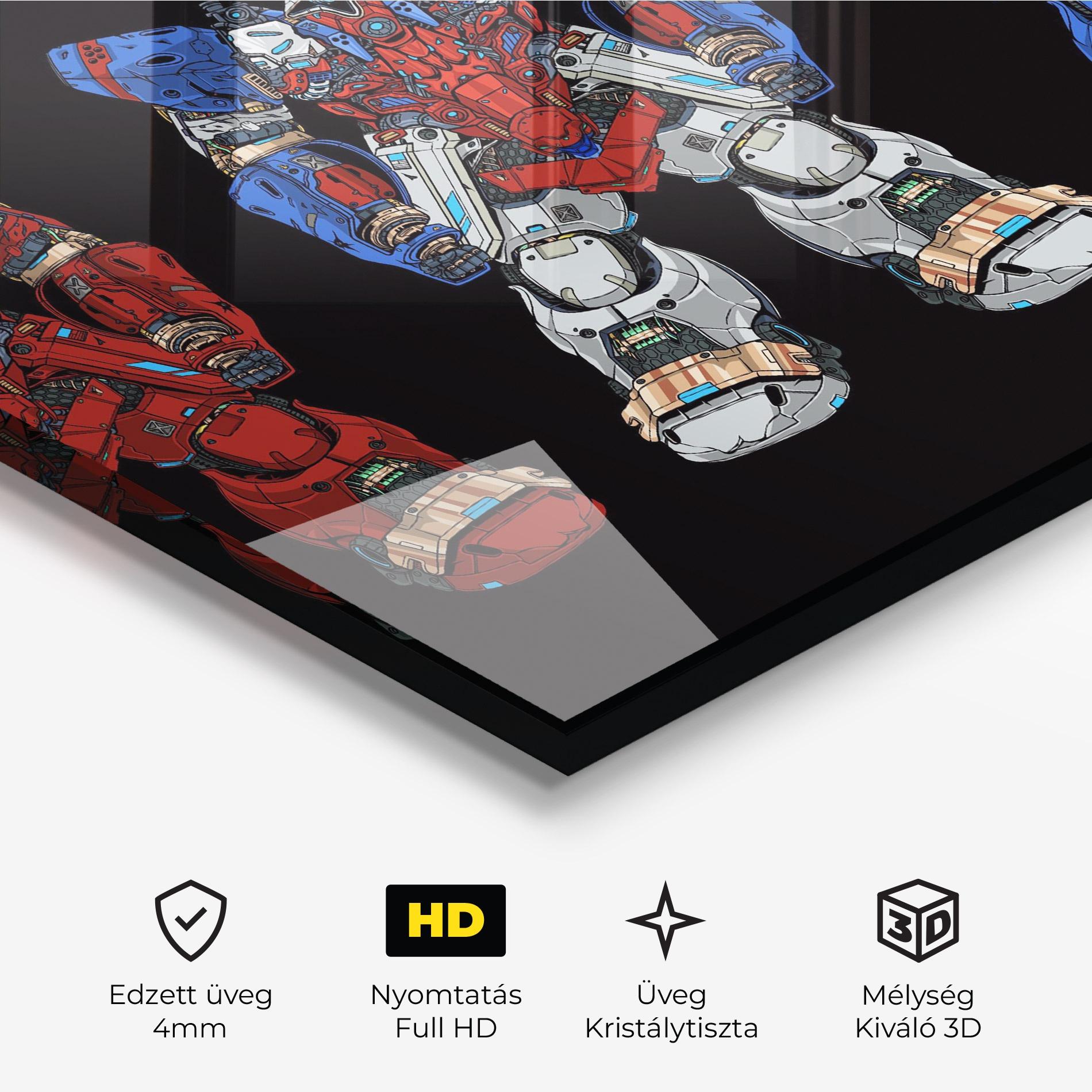 Üvegkép Blue Red Robots mockup 3
