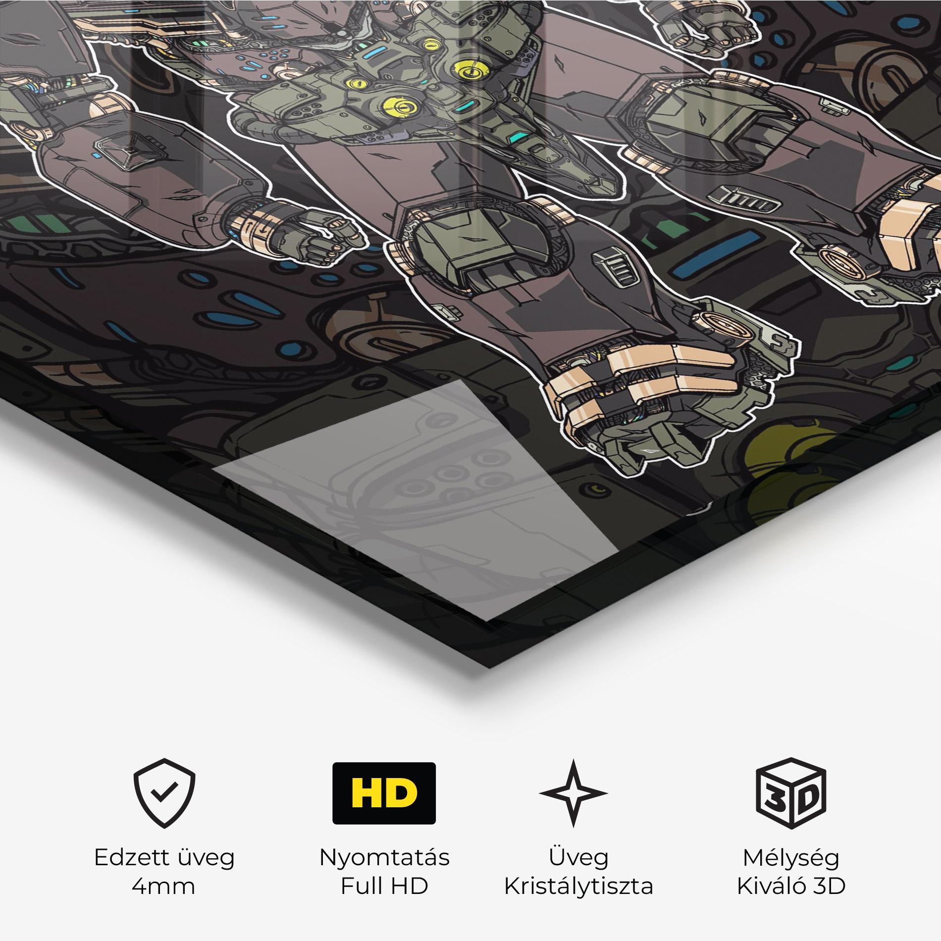 Üvegkép Brown Grey Robot mockup 3