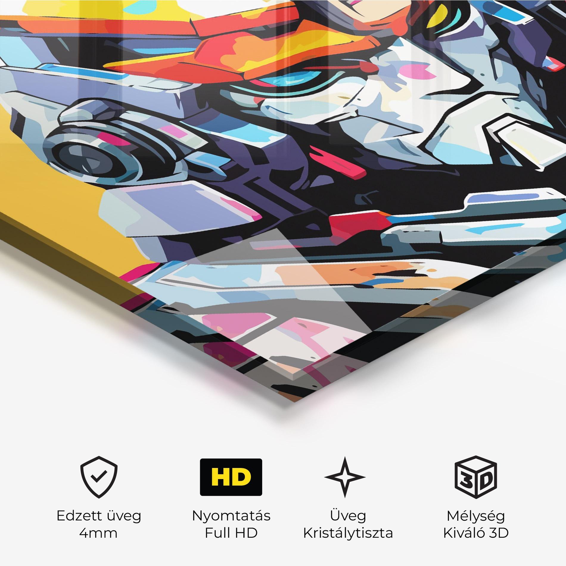 Üvegkép Colorful Art Robot mockup 3