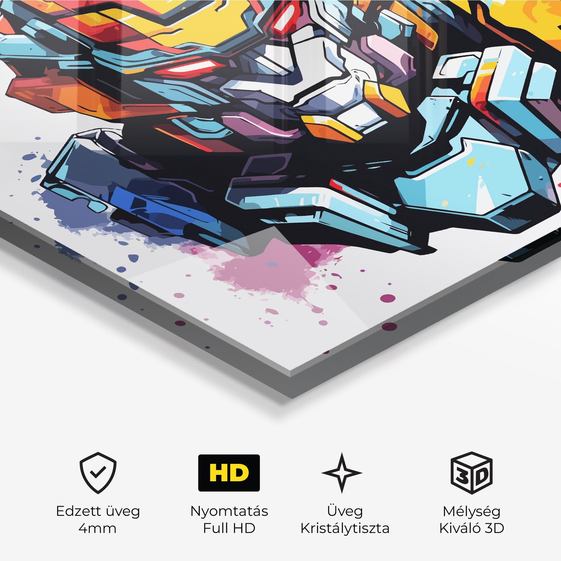 Üvegkép Colorful Robot mockup 3