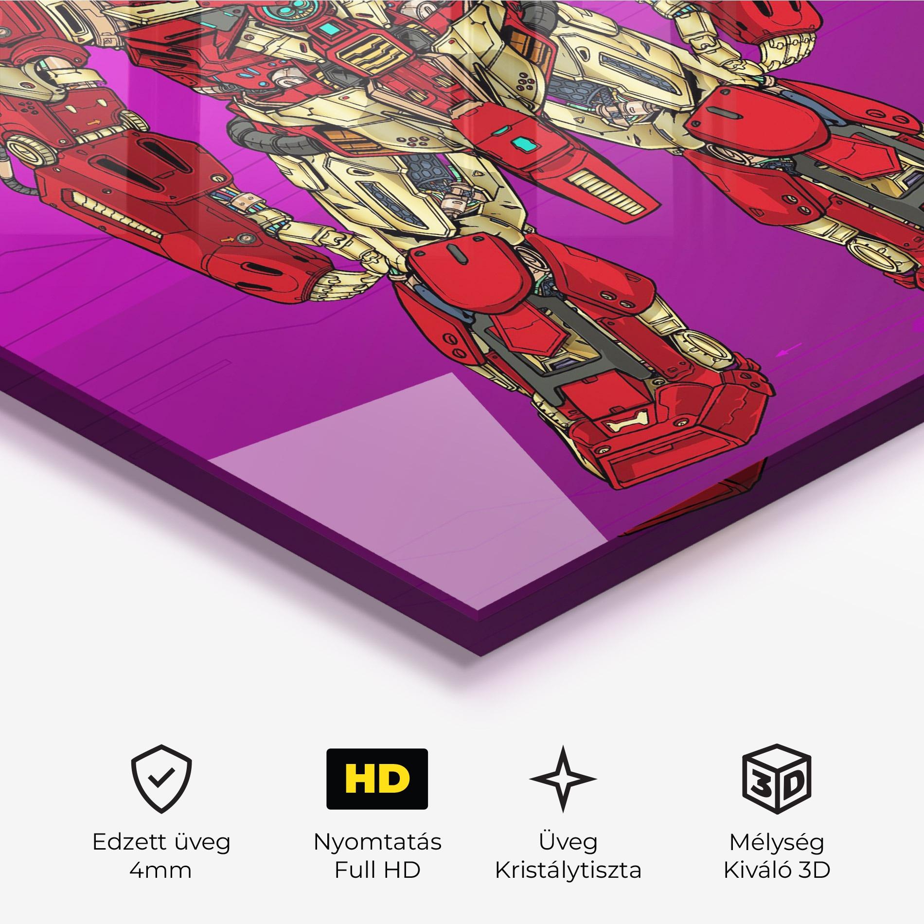 Üvegkép Red Cream Robot mockup 3