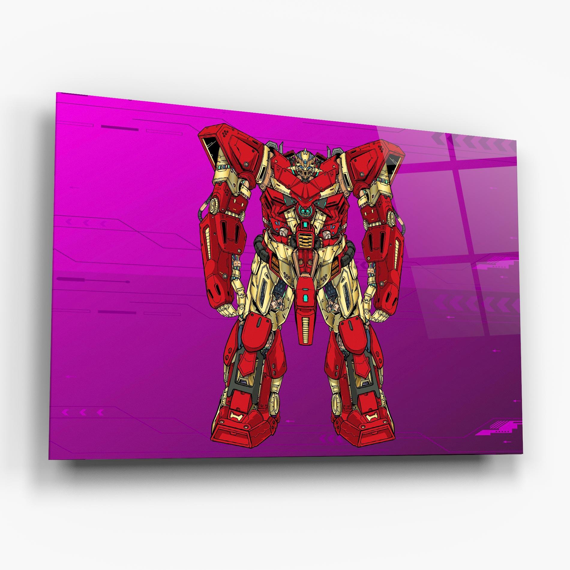 Üvegkép Red Cream Robot mockup 6