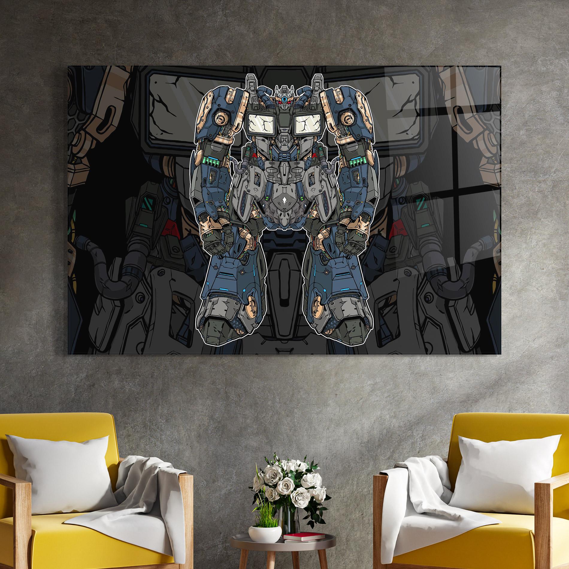 Üvegkép Blue Green Robot mockup 4