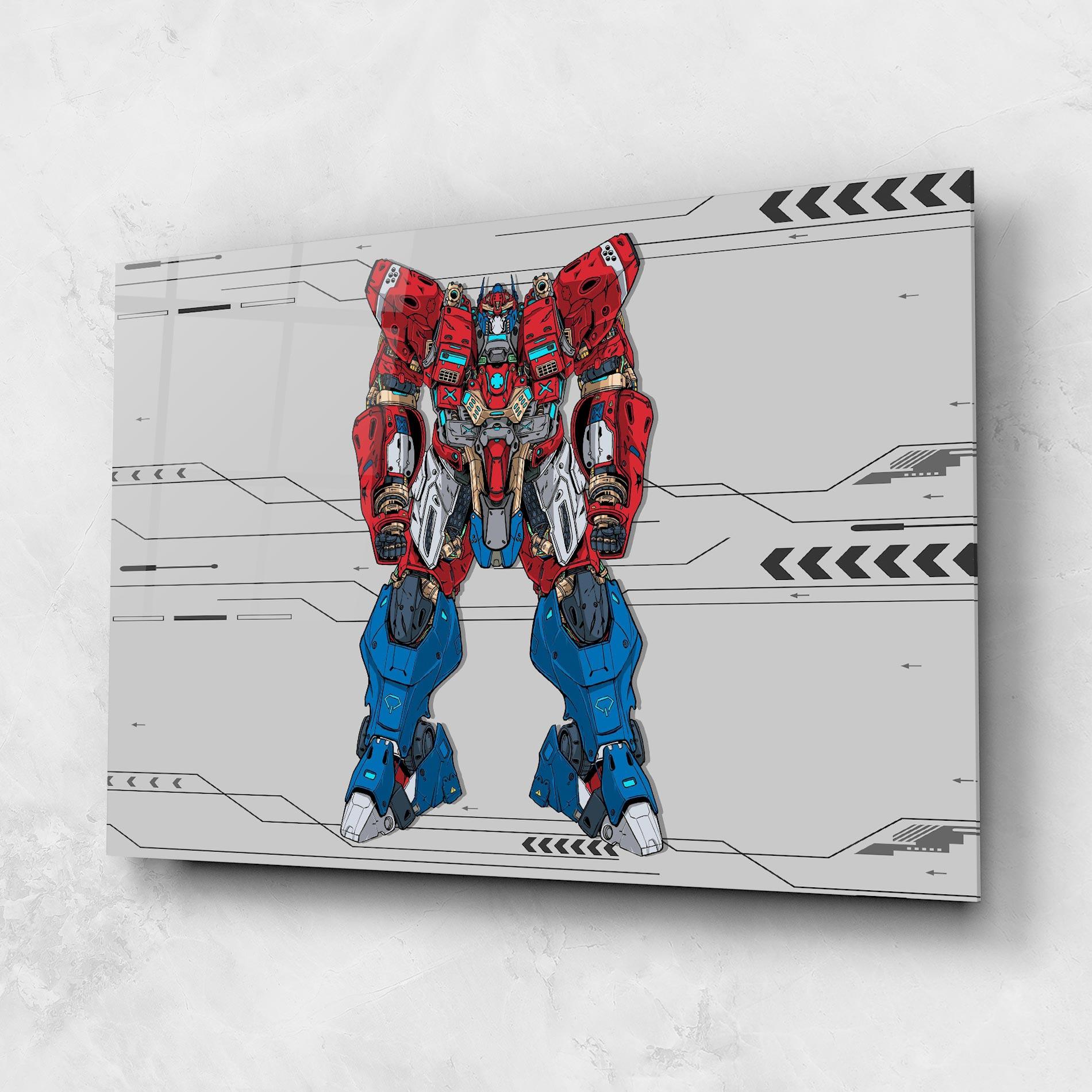 Üvegkép Blue Red Robot mockup 1
