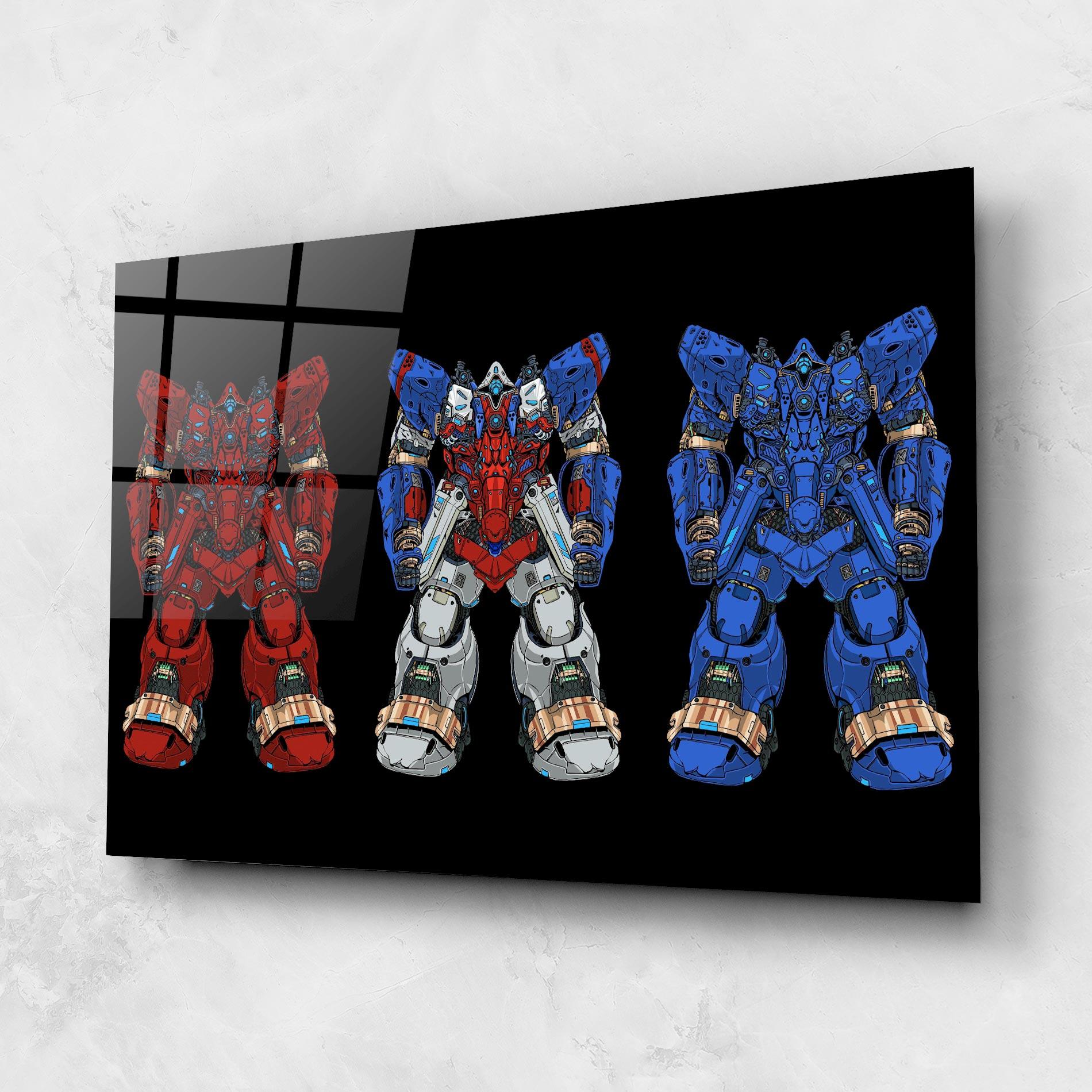 Üvegkép Blue Red Robots mockup 1