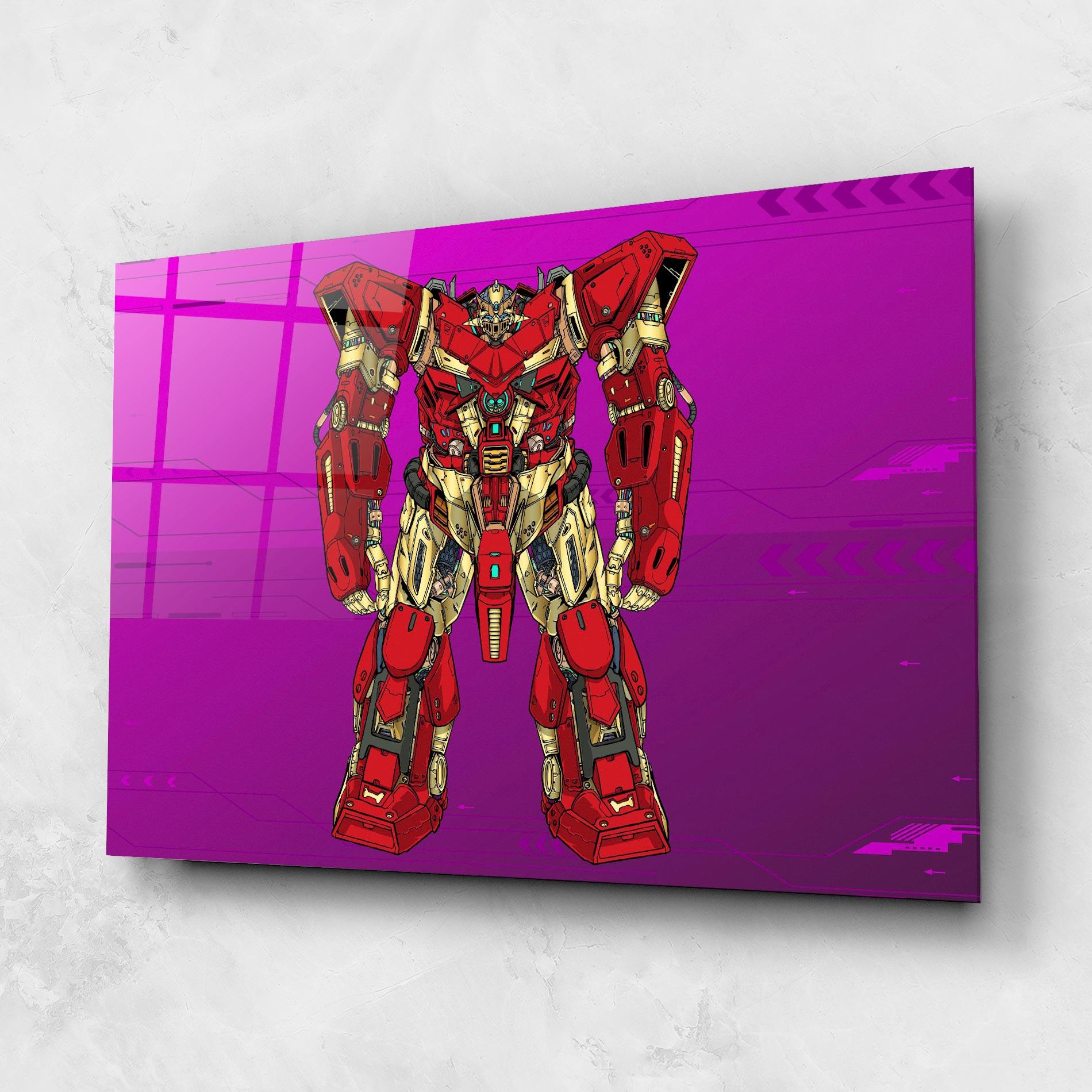 Üvegkép Red Cream Robot mockup 1