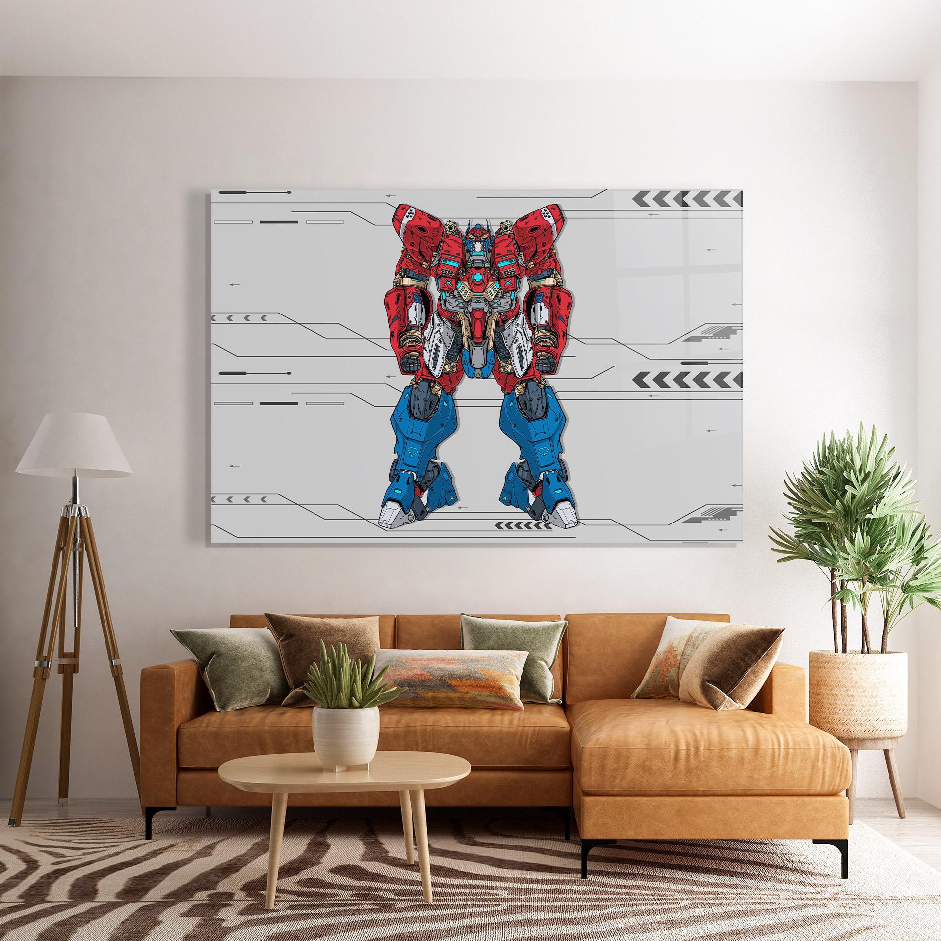 Üvegkép Blue Red Robot mockup 7