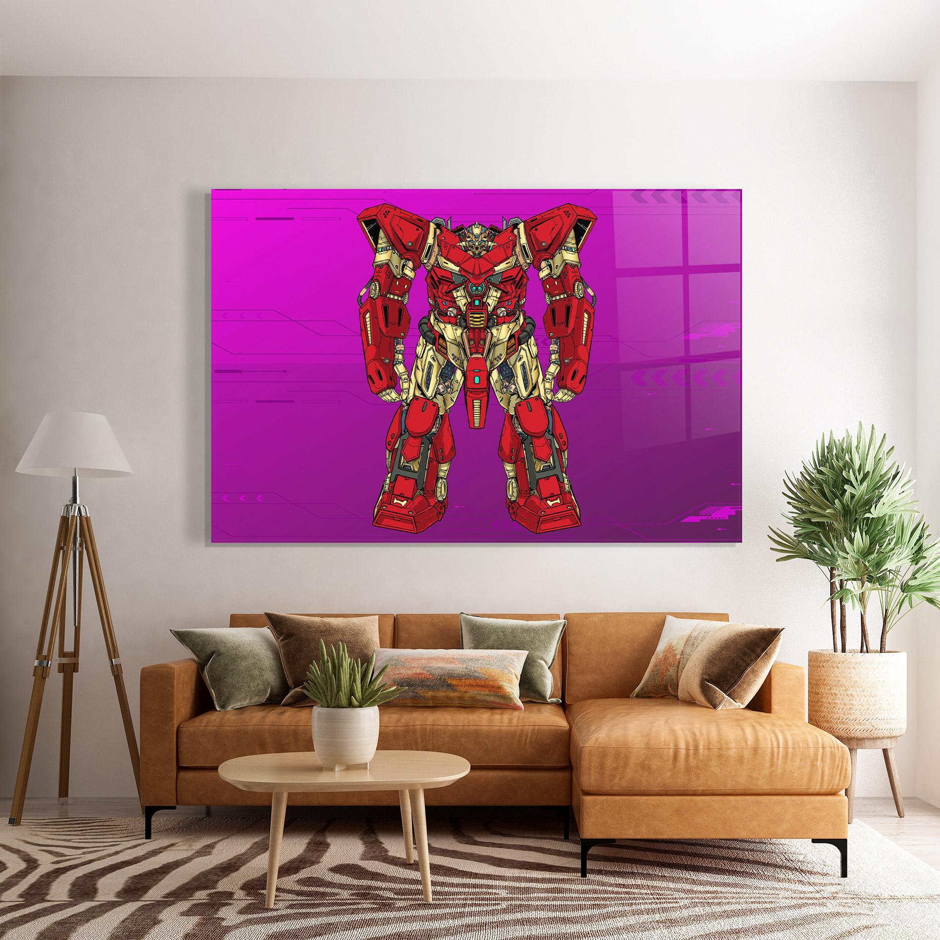 Üvegkép Red Cream Robot mockup 7