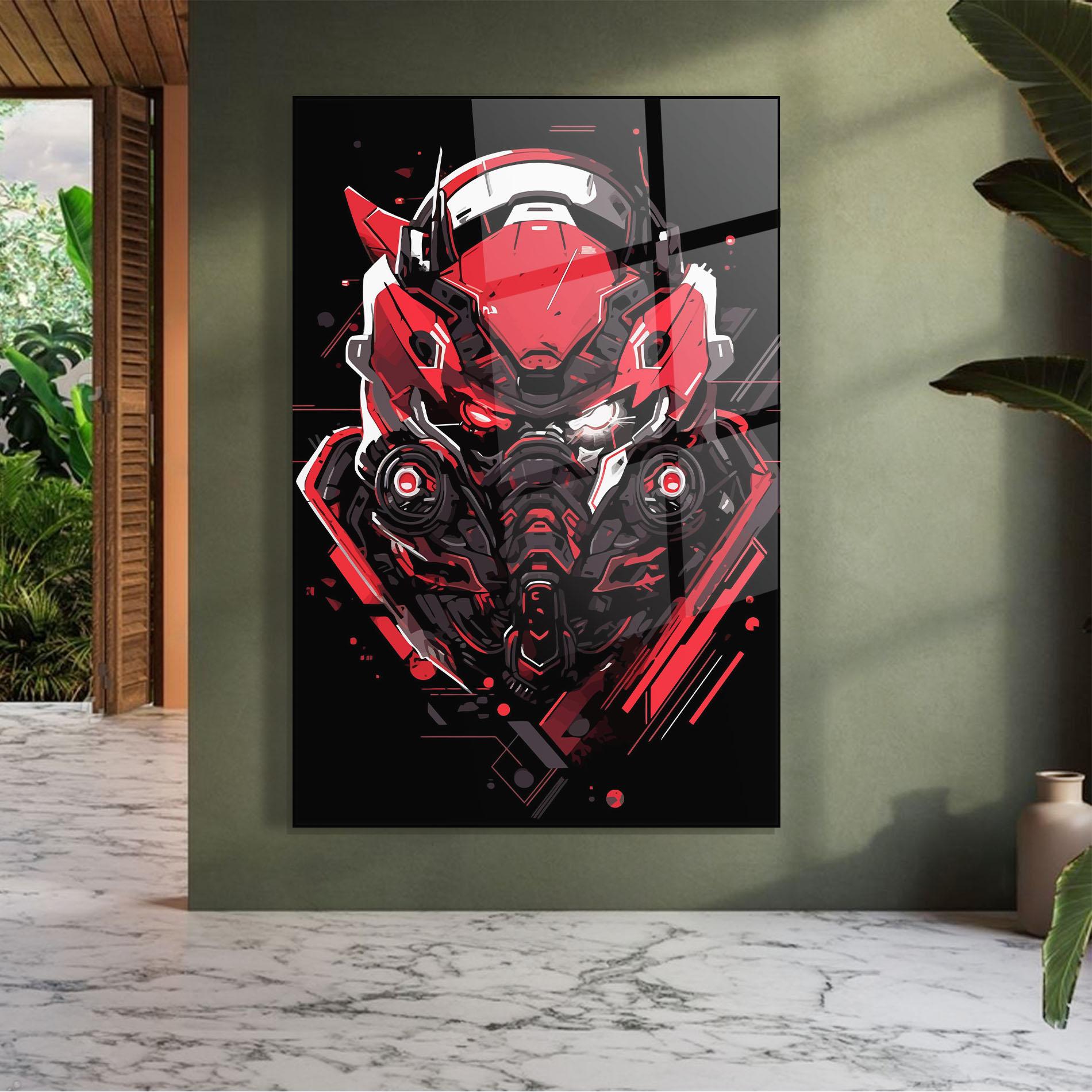 Üvegkép Red Robot Art mockup 7