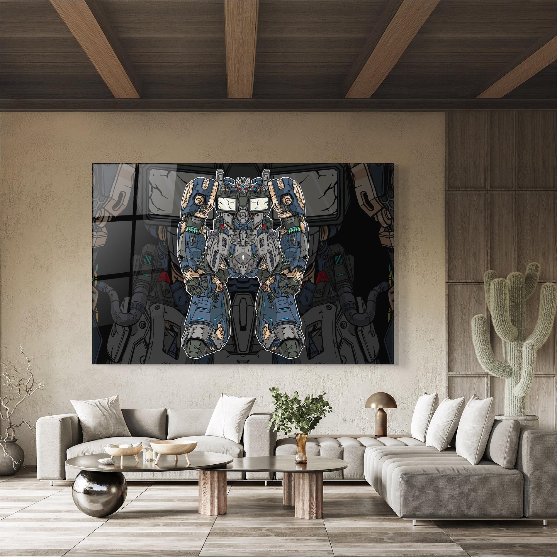 Üvegkép Blue Green Robot mockup 8