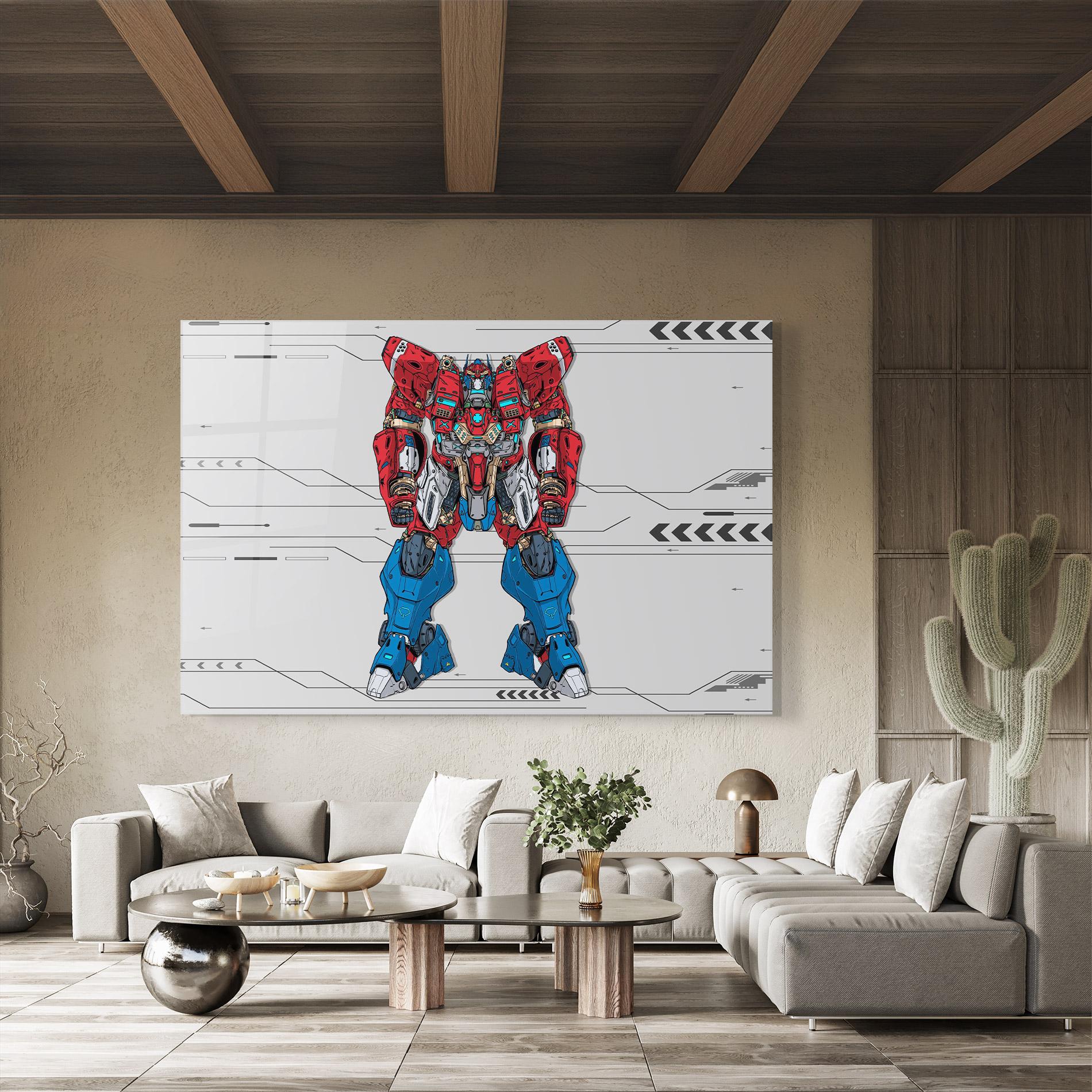 Üvegkép Blue Red Robot mockup 8