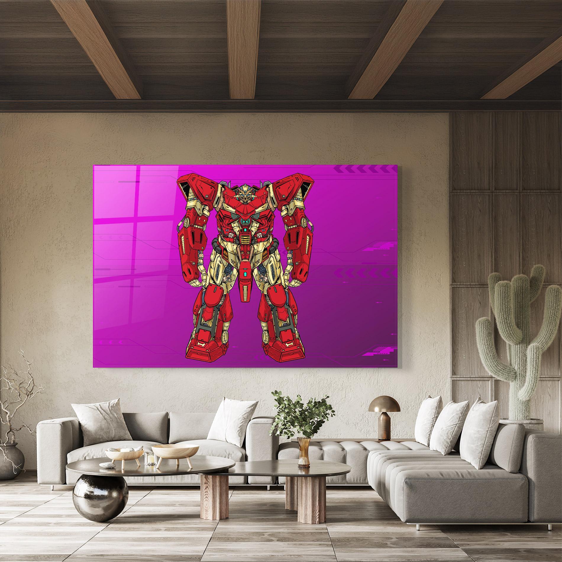 Üvegkép Red Cream Robot mockup 8