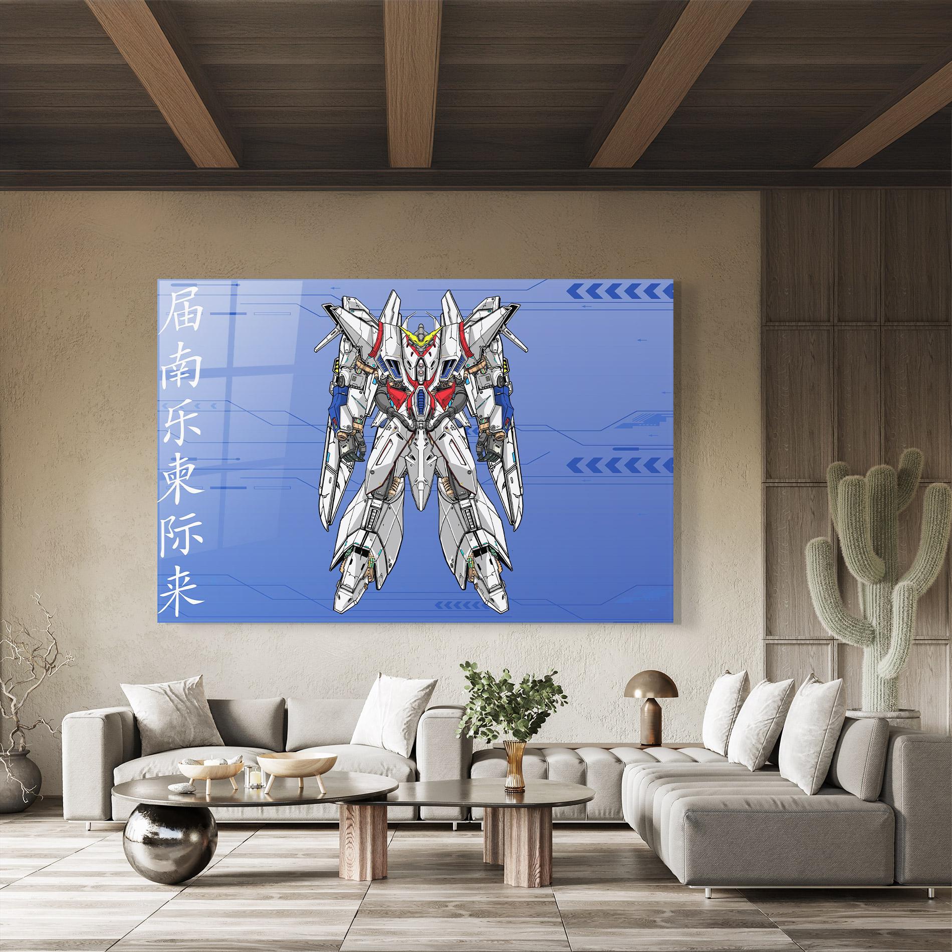 Üvegkép White Red Robot mockup 8