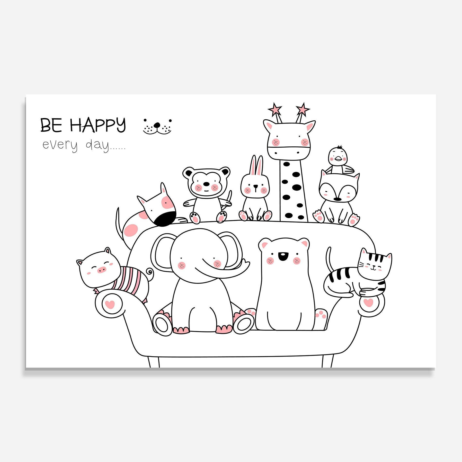 Üvegkép Be Happy Animals mockup 0