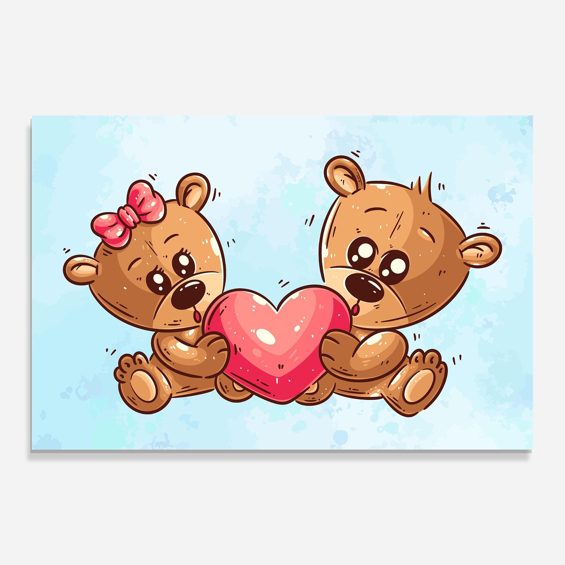 Üvegkép Bear Holding Heart mockup 0