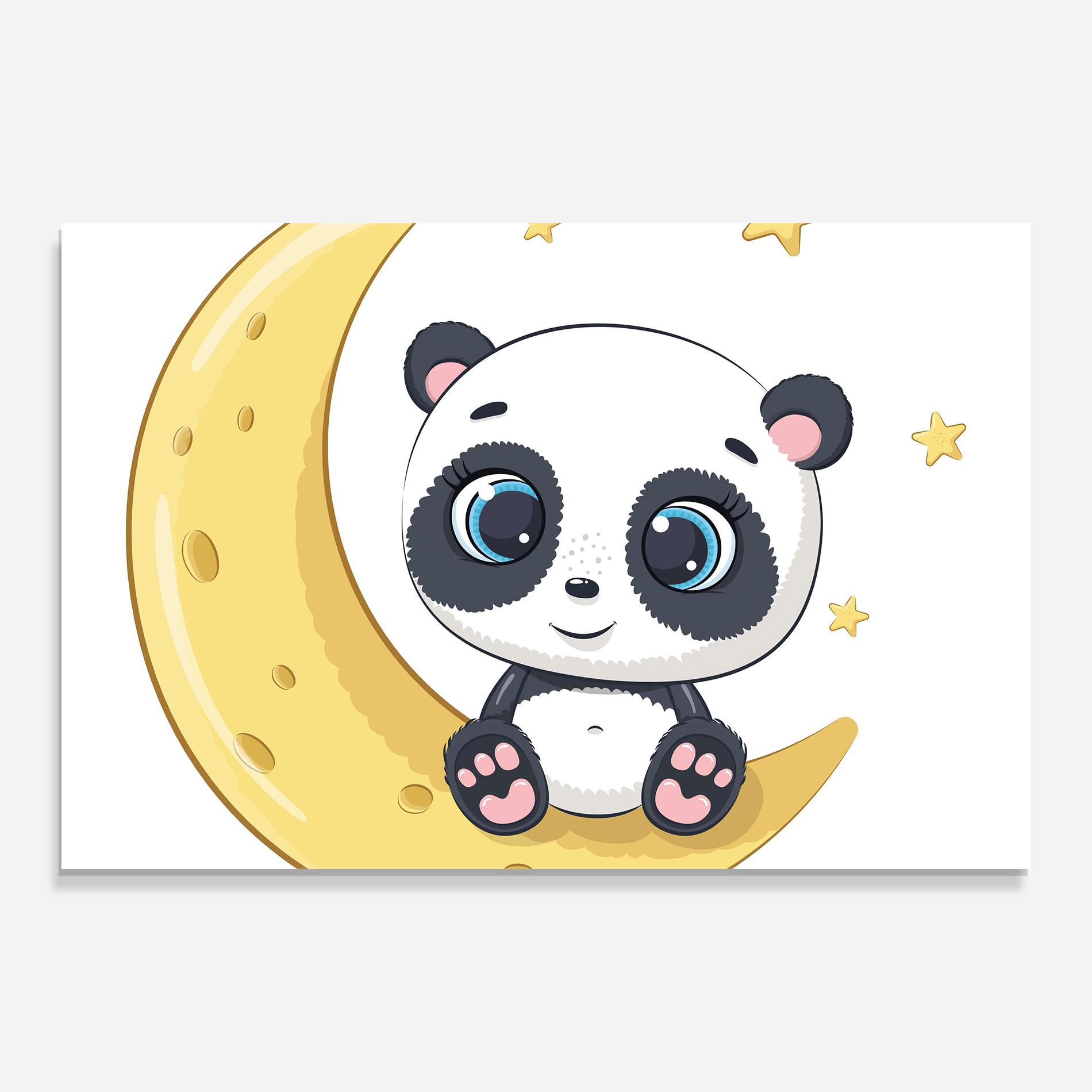 Üvegkép Cute Panda Moon mockup 0
