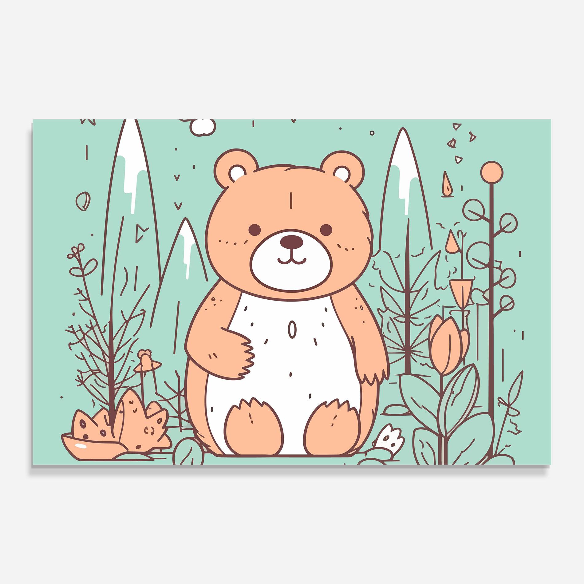 Üvegkép Forest Cute Bear mockup 0