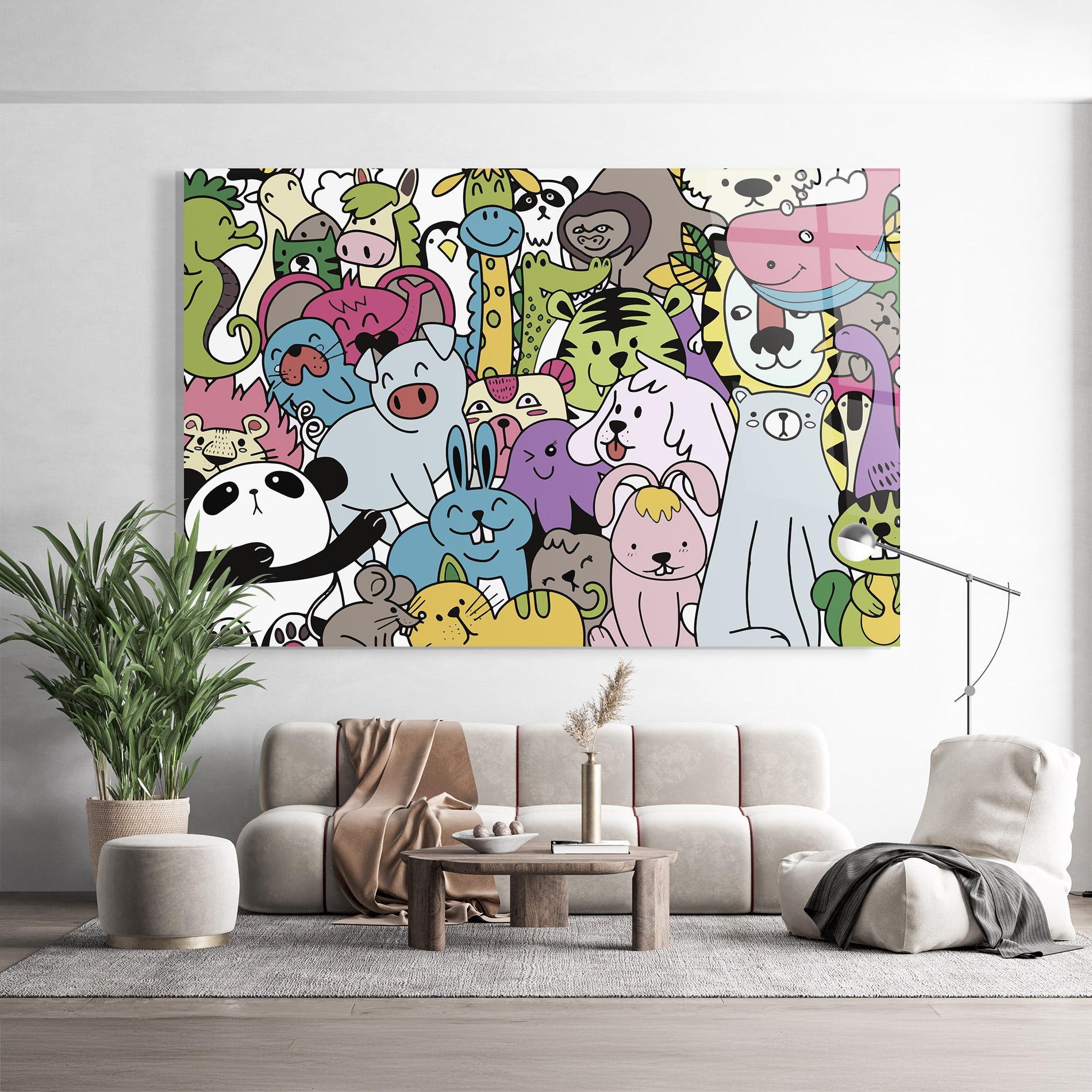 Üvegkép Animals Cartoon mockup 9