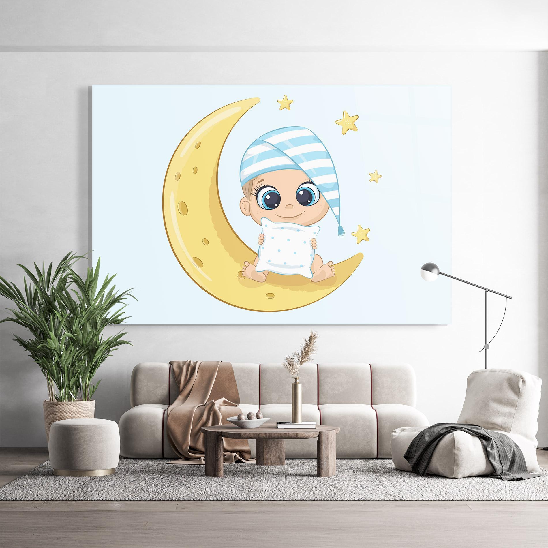 Üvegkép Baby On Moon mockup 9