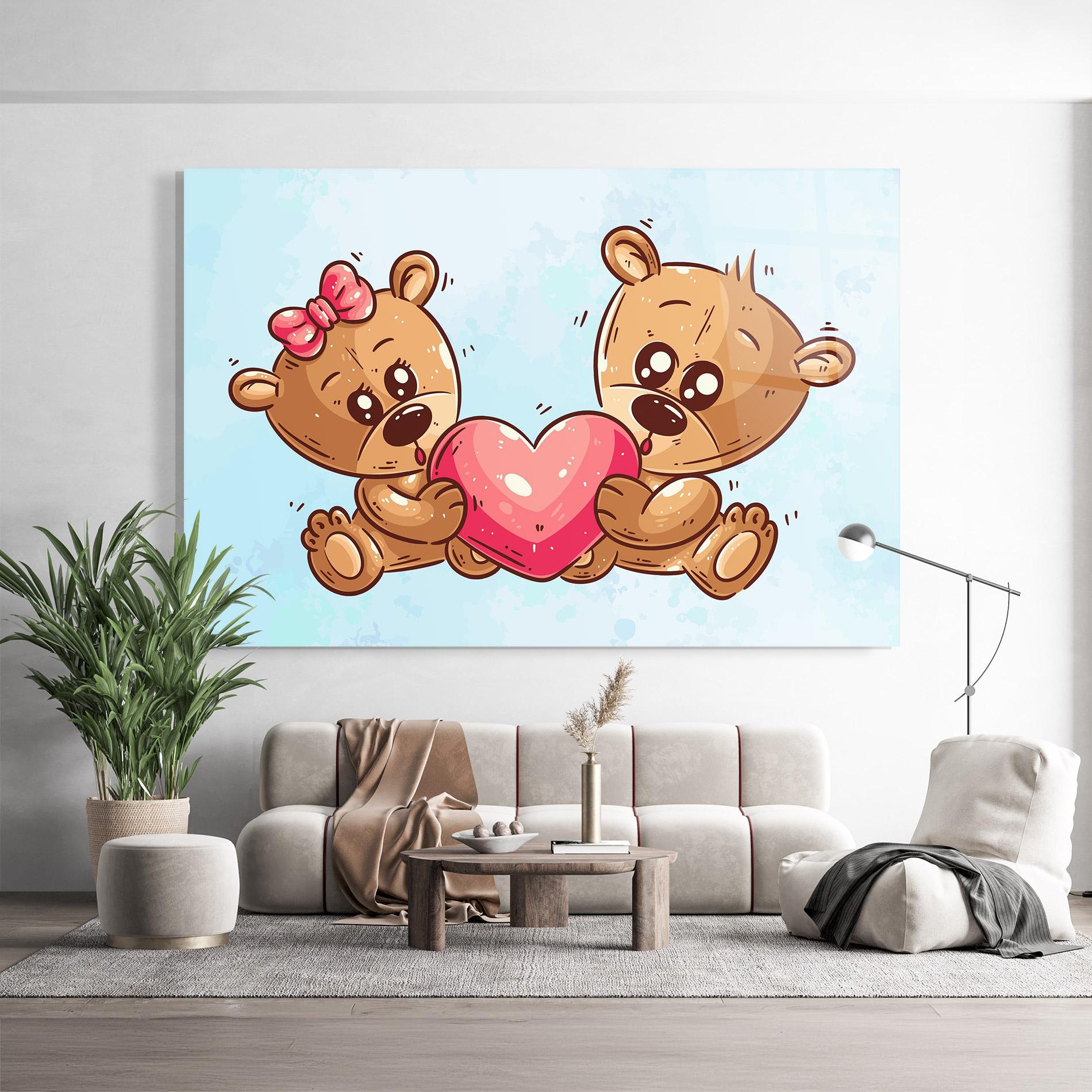 Üvegkép Bear Holding Heart mockup 9