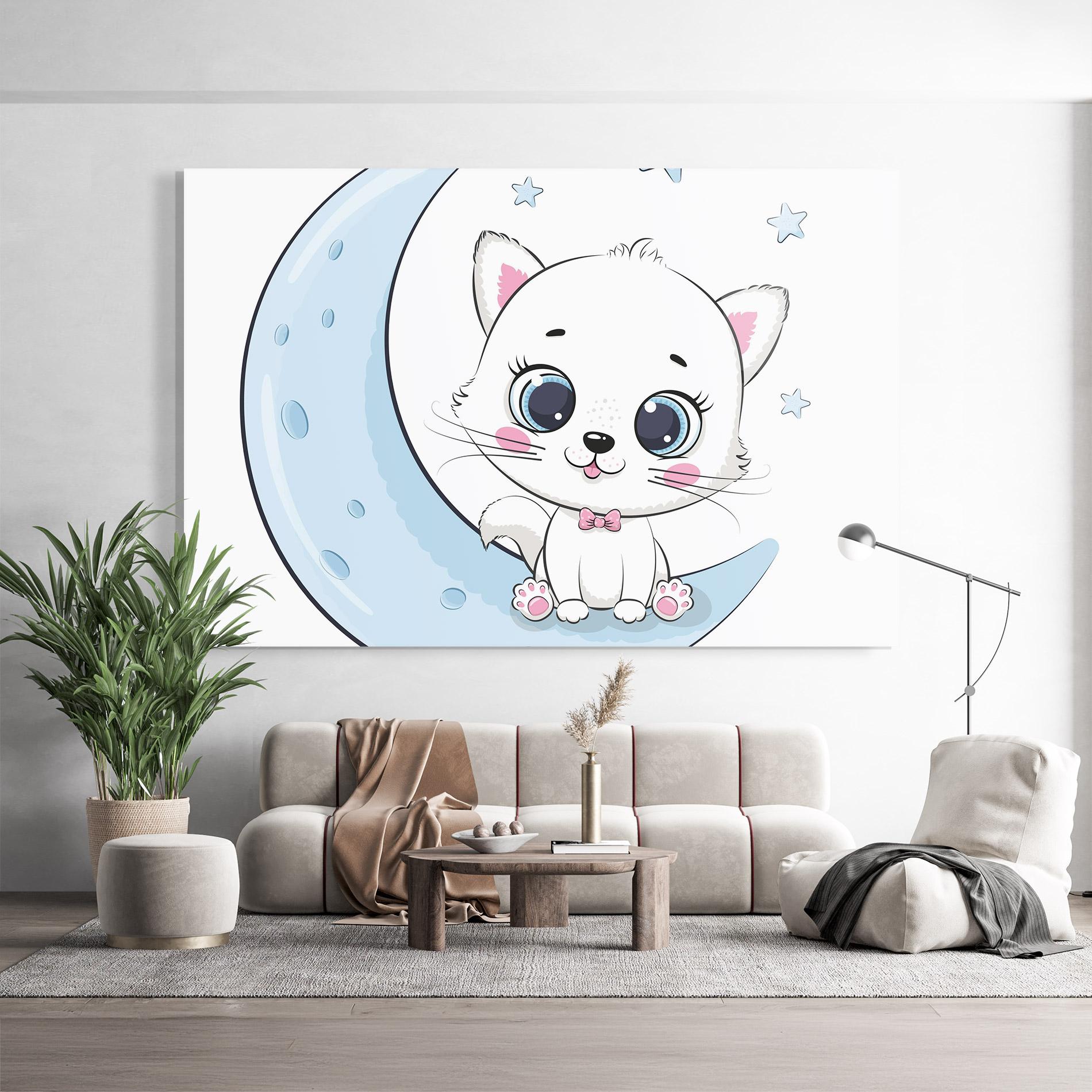 Üvegkép Blue Moon Cat mockup 9