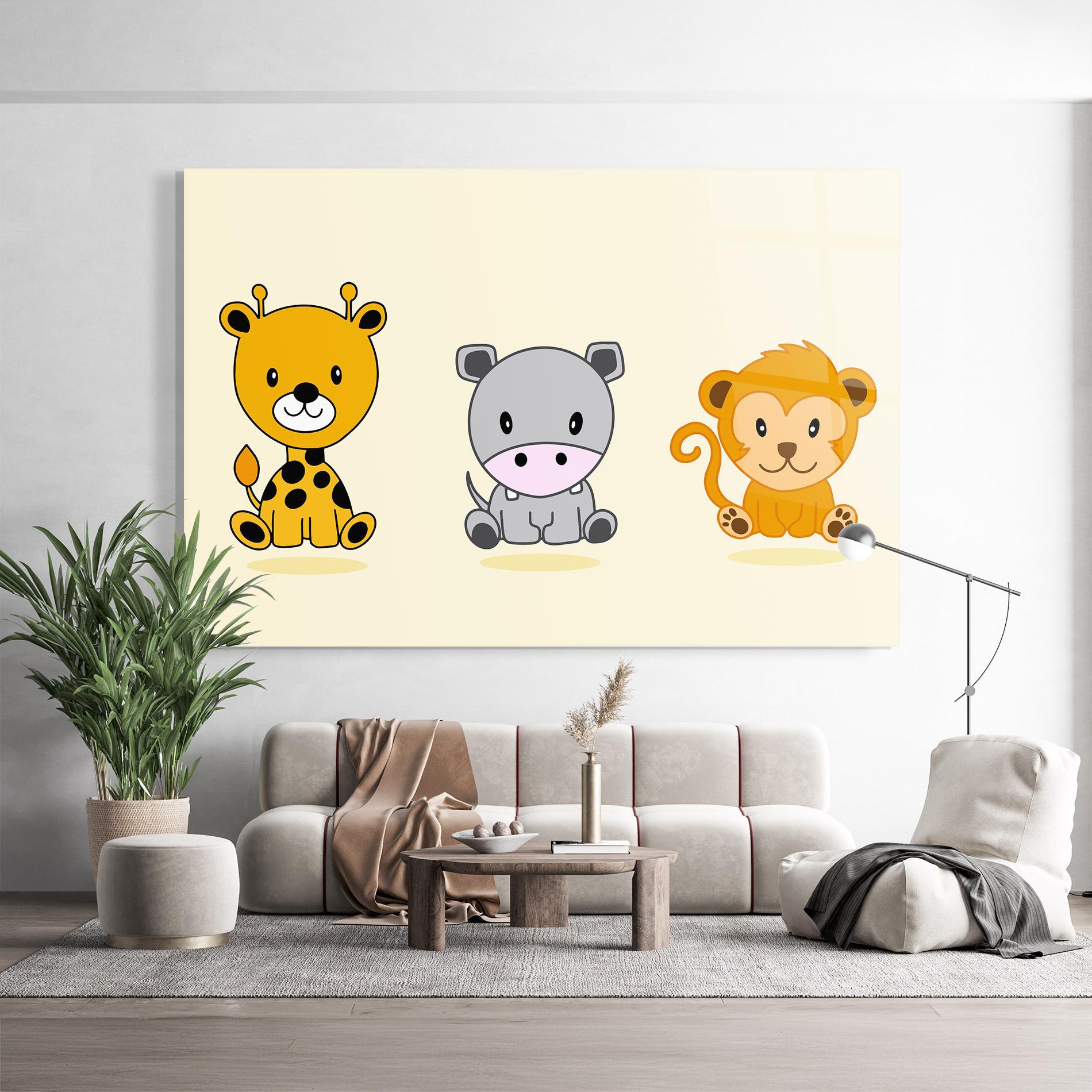 Üvegkép Cream Animals mockup 9