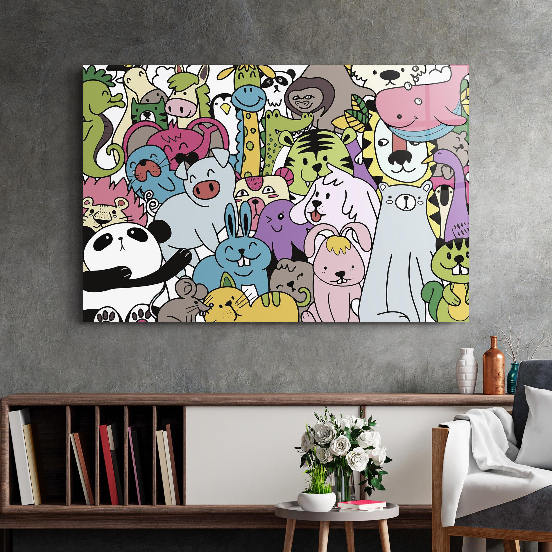 Üvegkép Animals Cartoon mockup 2